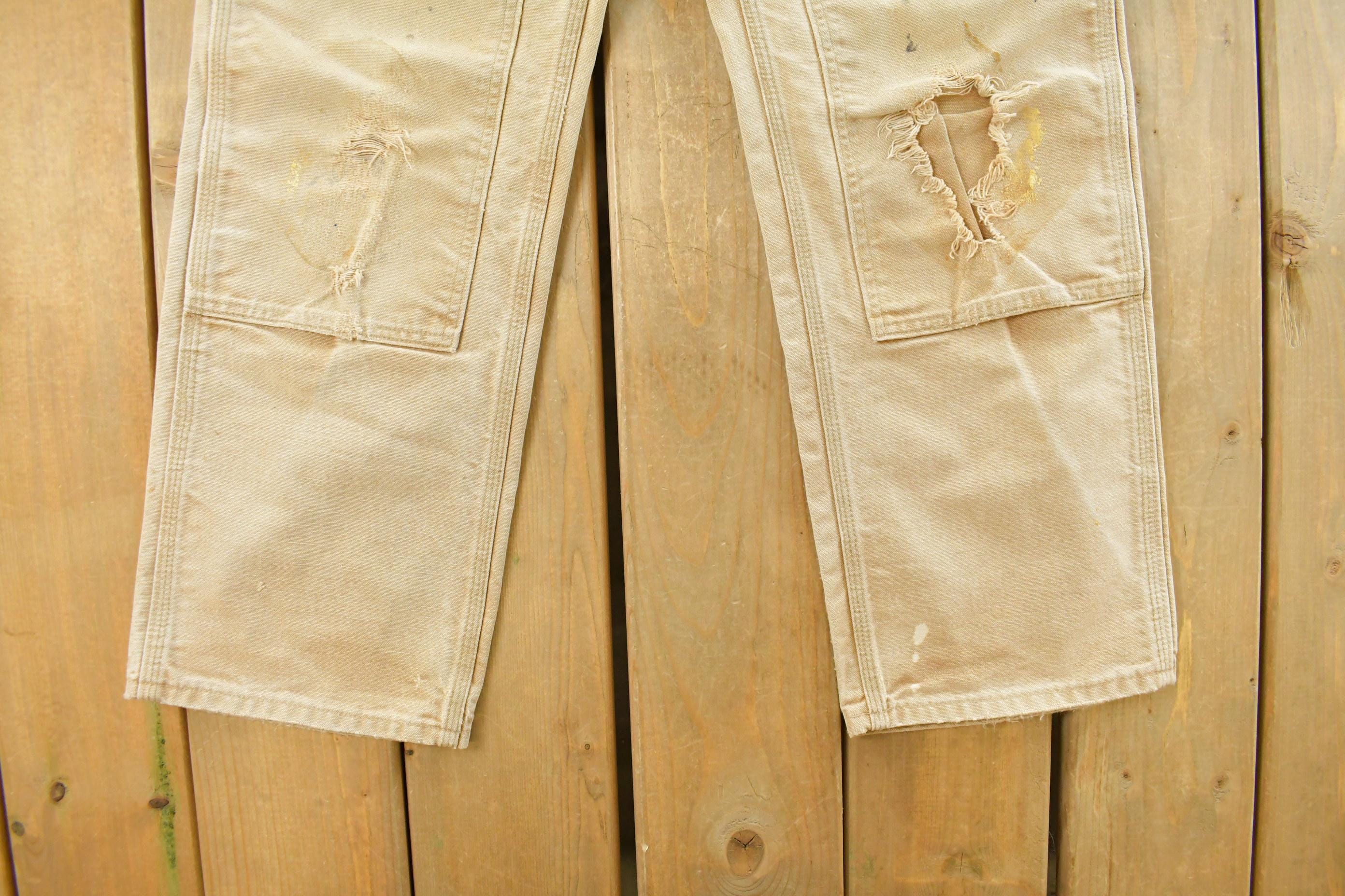 Vintage 1990s Carhartt Distressed Sun Faded Double Knee Pants Men's 30 x 29 - Image 3