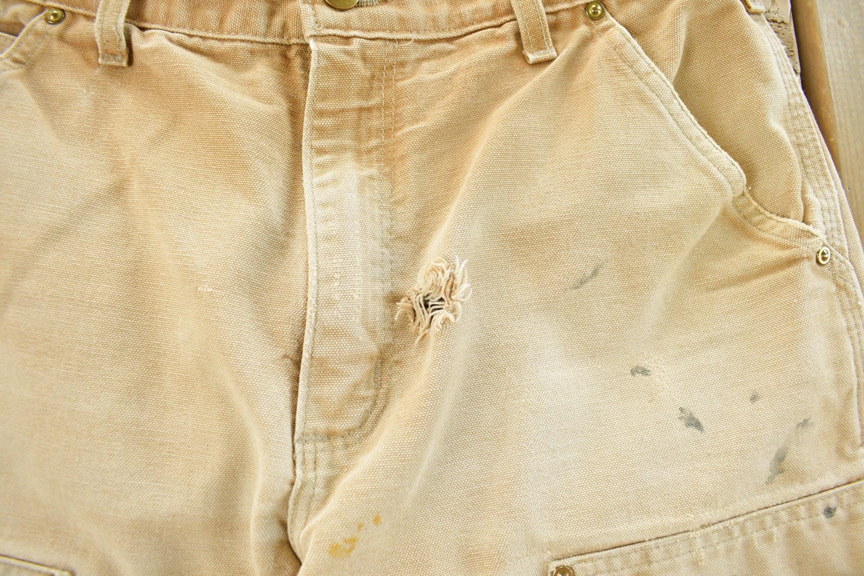 Vintage 1990s Carhartt Distressed Sun Faded Double Knee Pants Men's 30 x 29 - Image 5