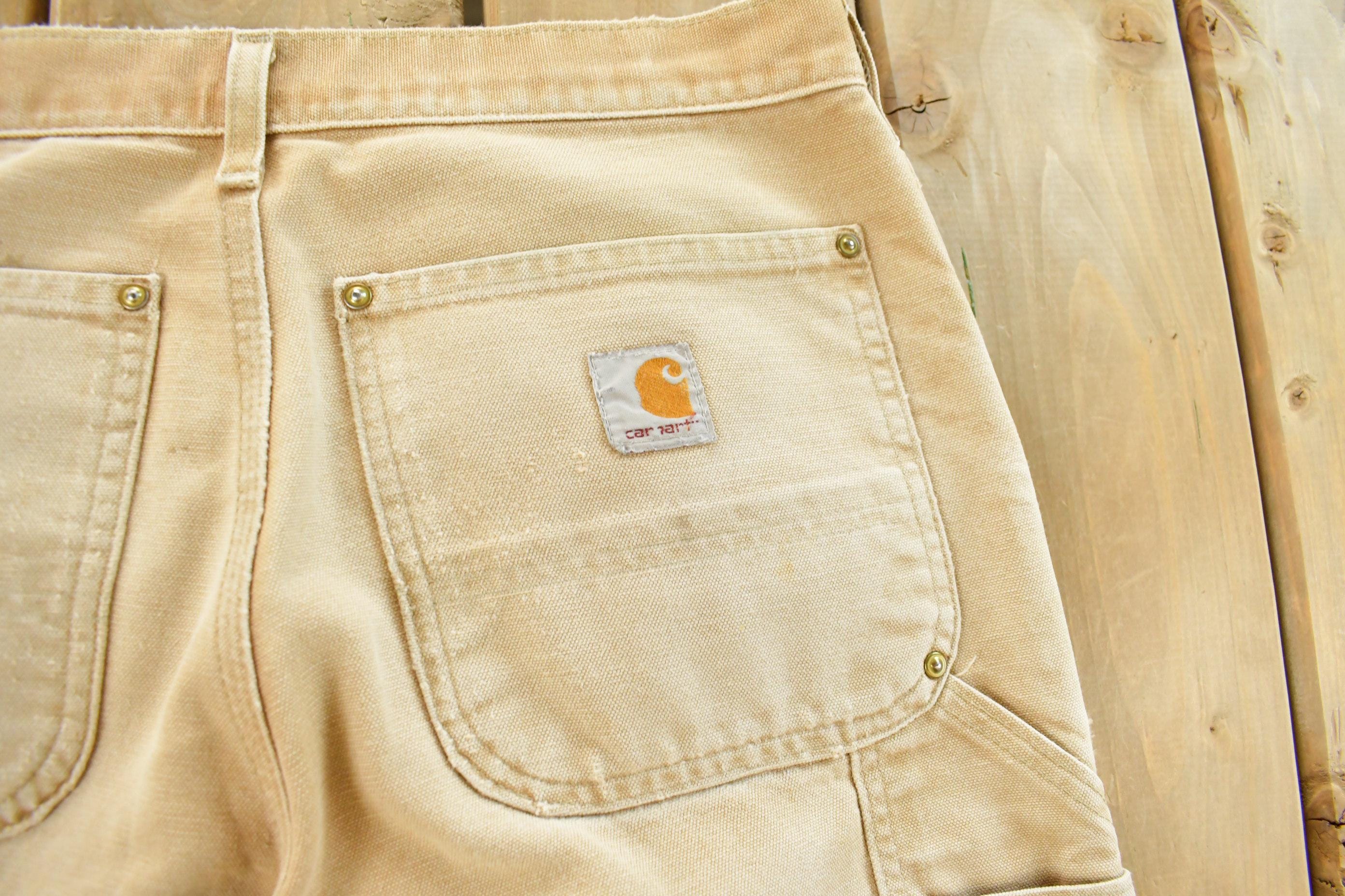 Vintage 1990s Carhartt Distressed Sun Faded Double Knee Pants Men's 30 x 29 - Image 7