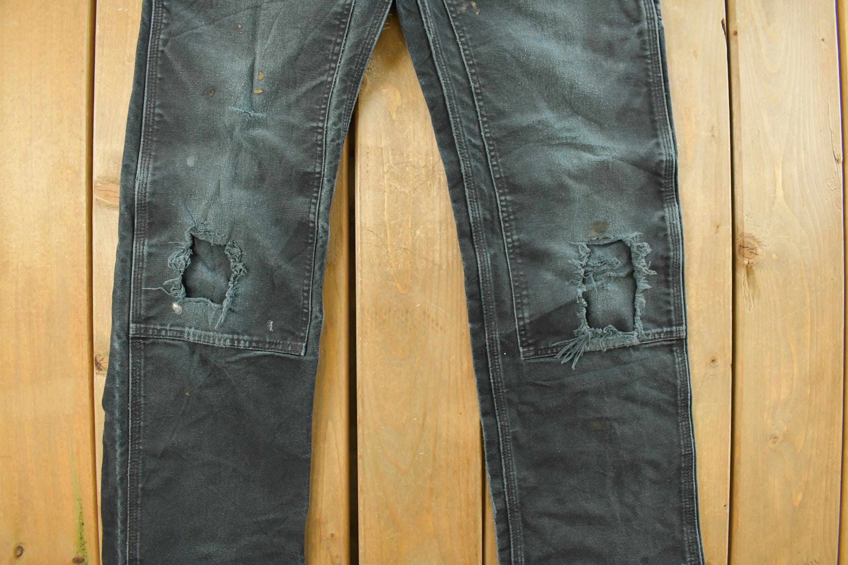 Vintage 1990s Carhartt Distressed Sun Faded Double Knee Pants Men's 31 x 32 - Image 3