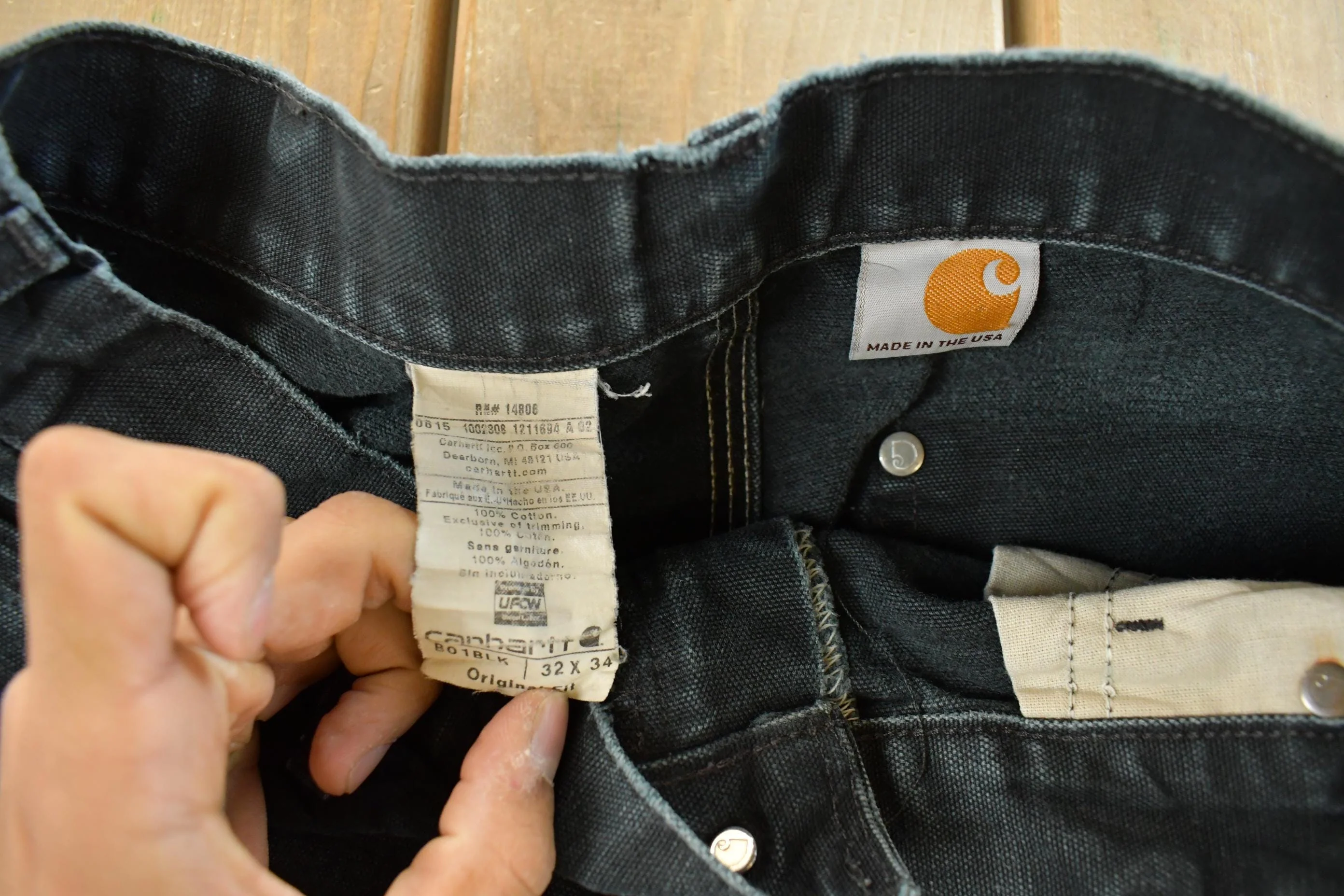 Vintage 1990s Carhartt Distressed Sun Faded Double Knee Pants Men's 31 x 32 - Image 6
