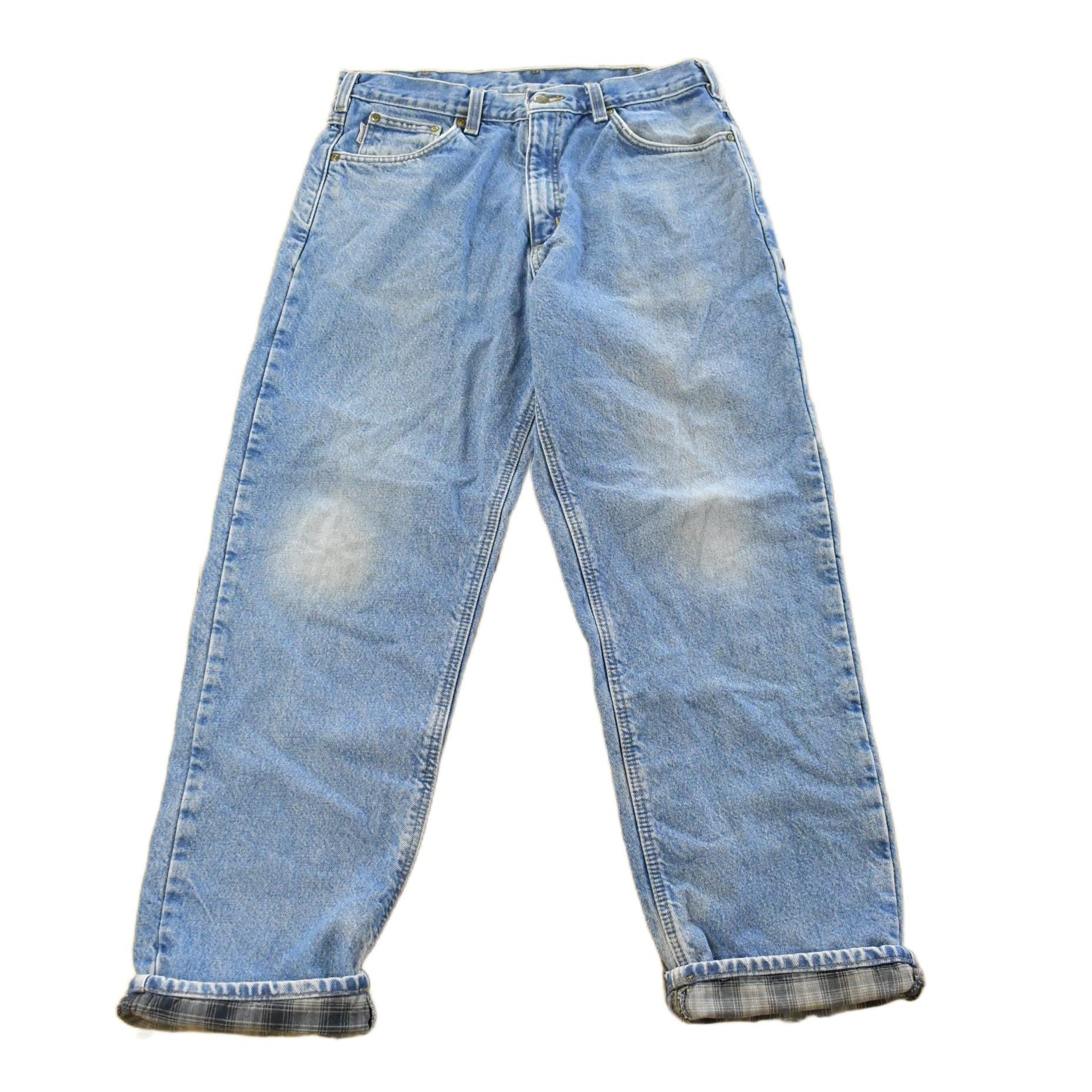 Vintage 1990s Carhartt Flannel Lined Denim Jeans Men's 34 x 31
