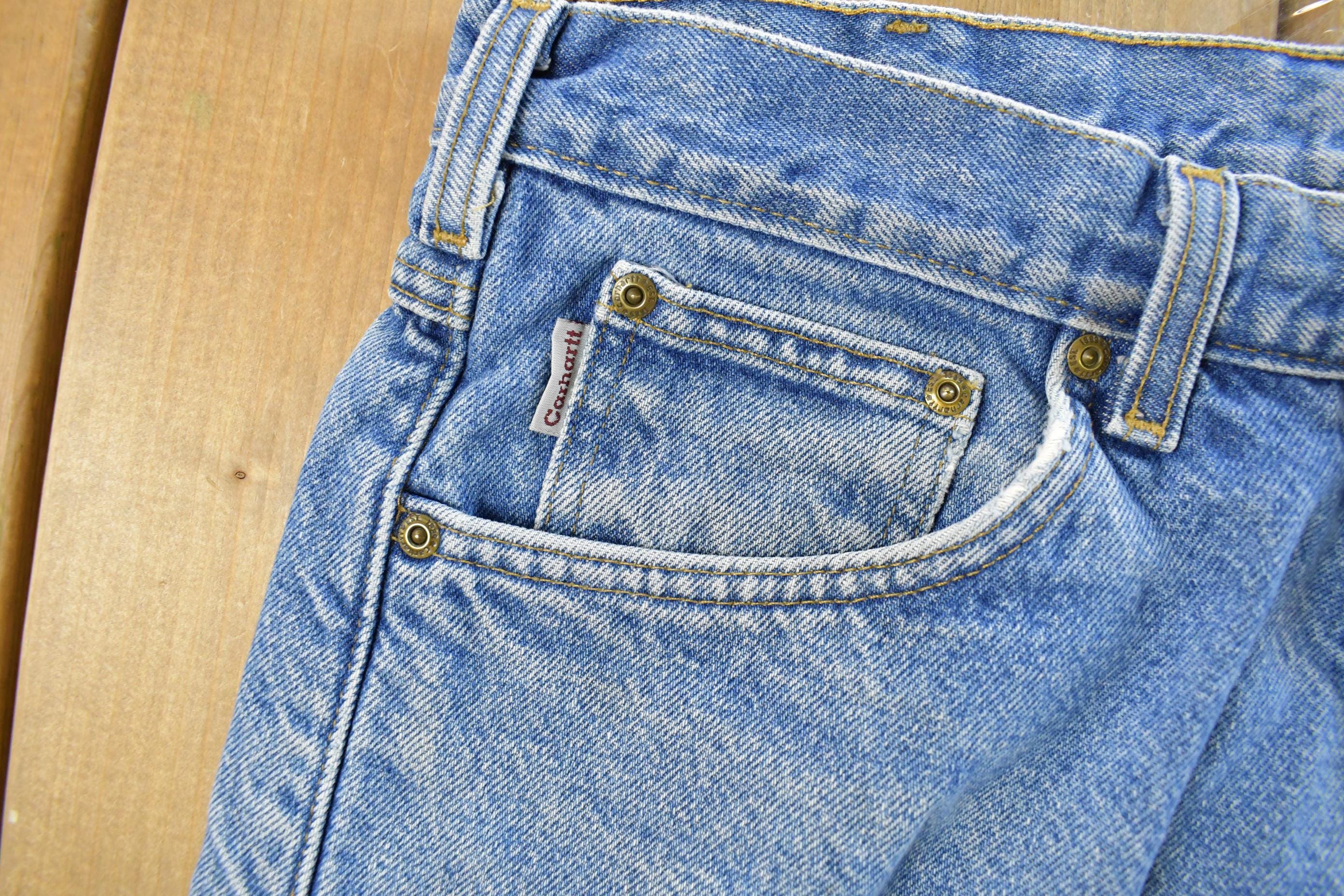 Vintage 1990s Carhartt Flannel Lined Denim Jeans Men's 34 x 31 - Image 4