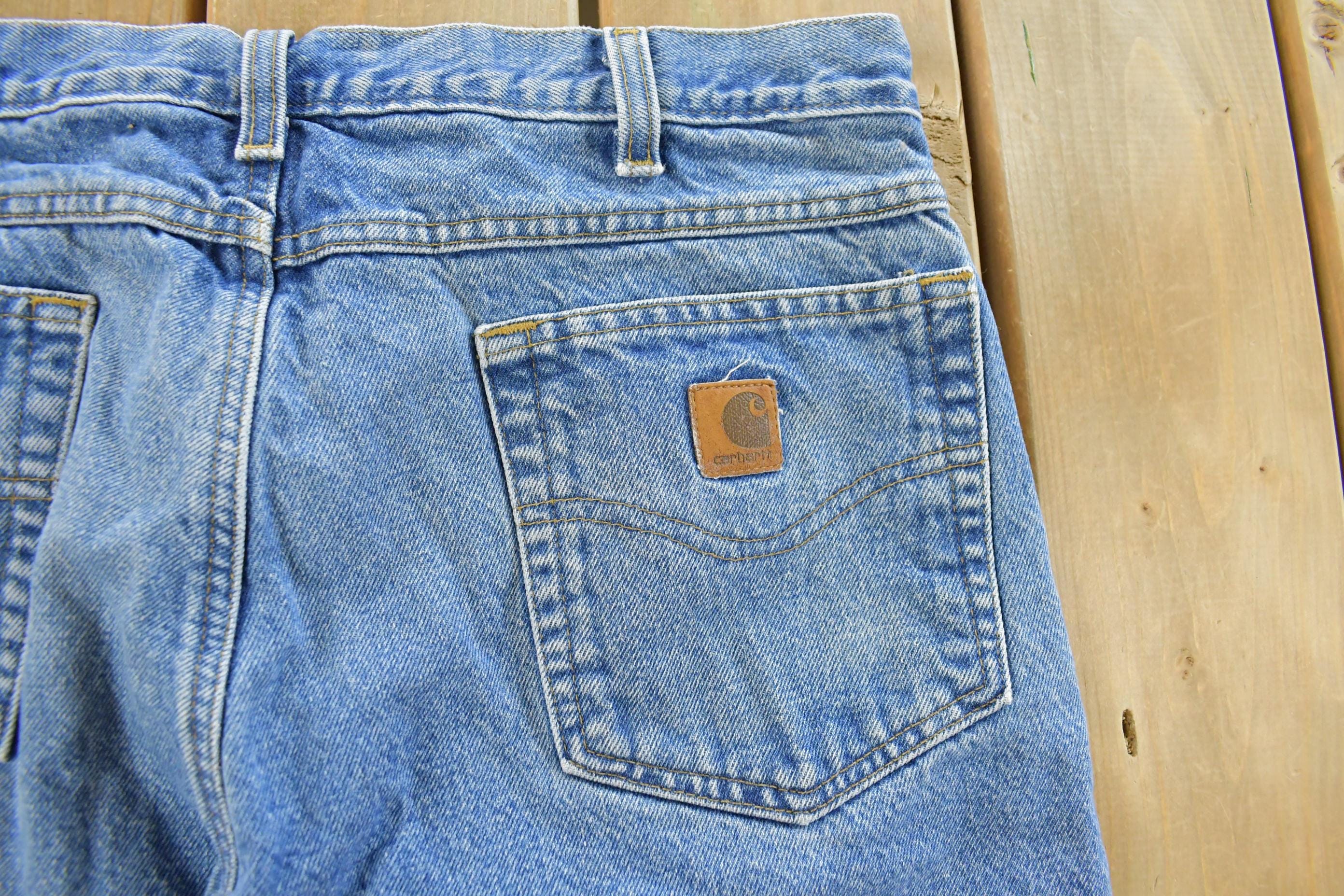 Vintage 1990s Carhartt Flannel Lined Denim Jeans Men's 34 x 31 - Image 7