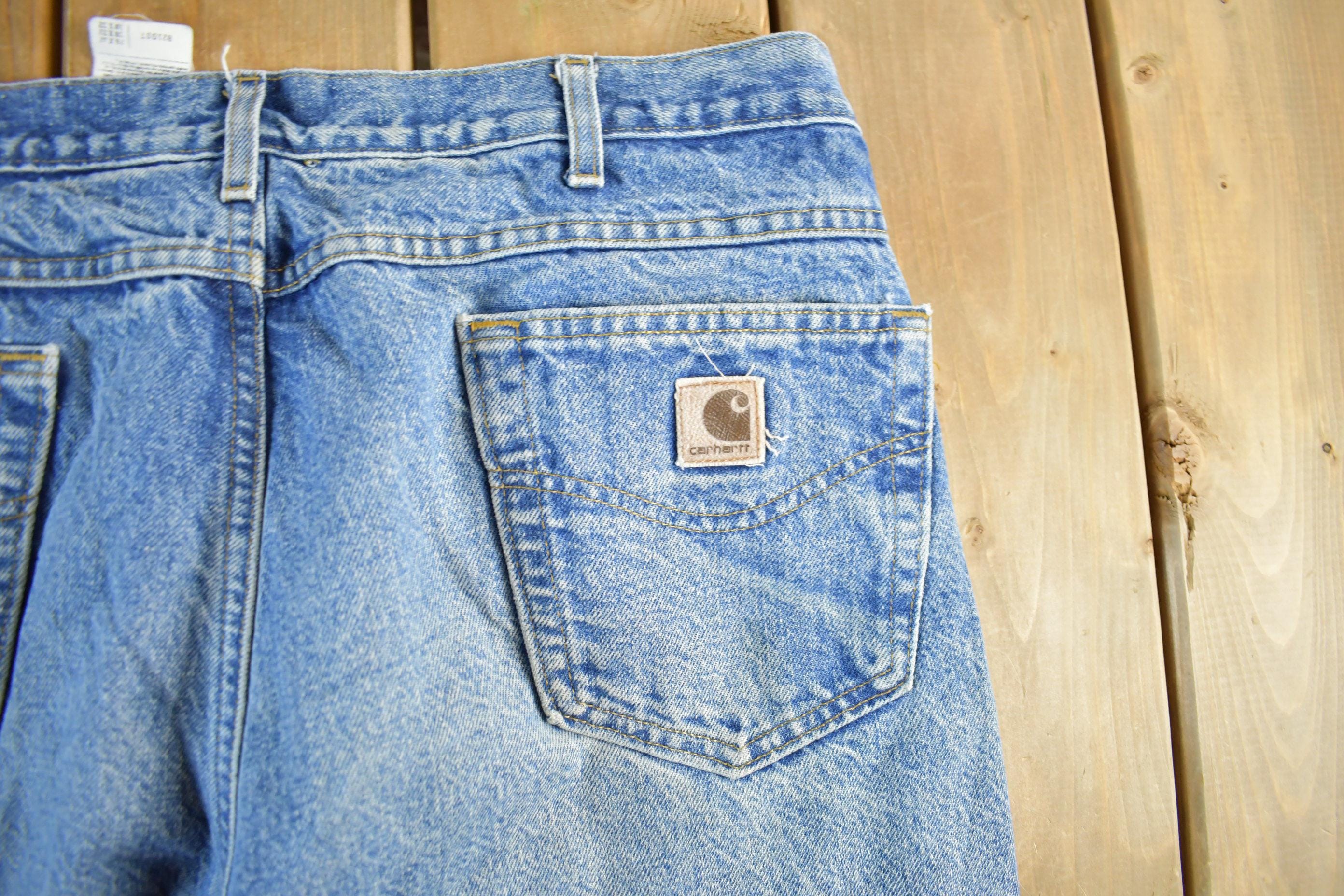 Vintage 1990s Carhartt Flannel Lined Denim Work Jeans Men's 36 x 30 - Image 6