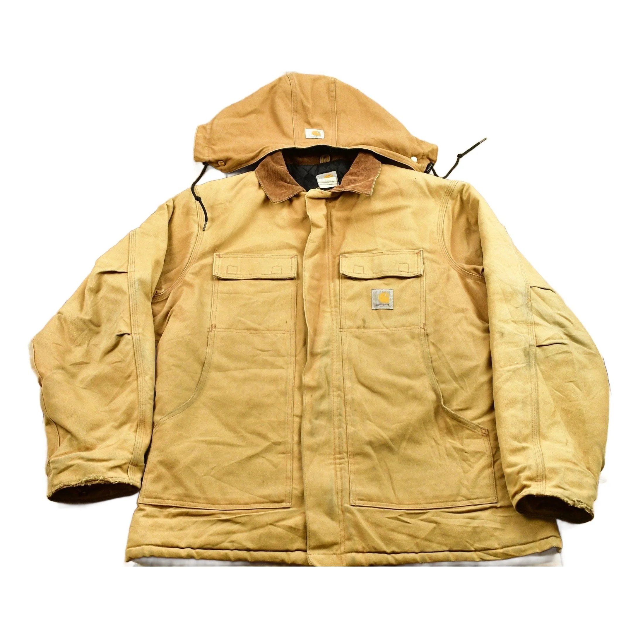 Vintage 1990s Carhartt Full Zip Detachable Hood Work Jacket Men's XL
