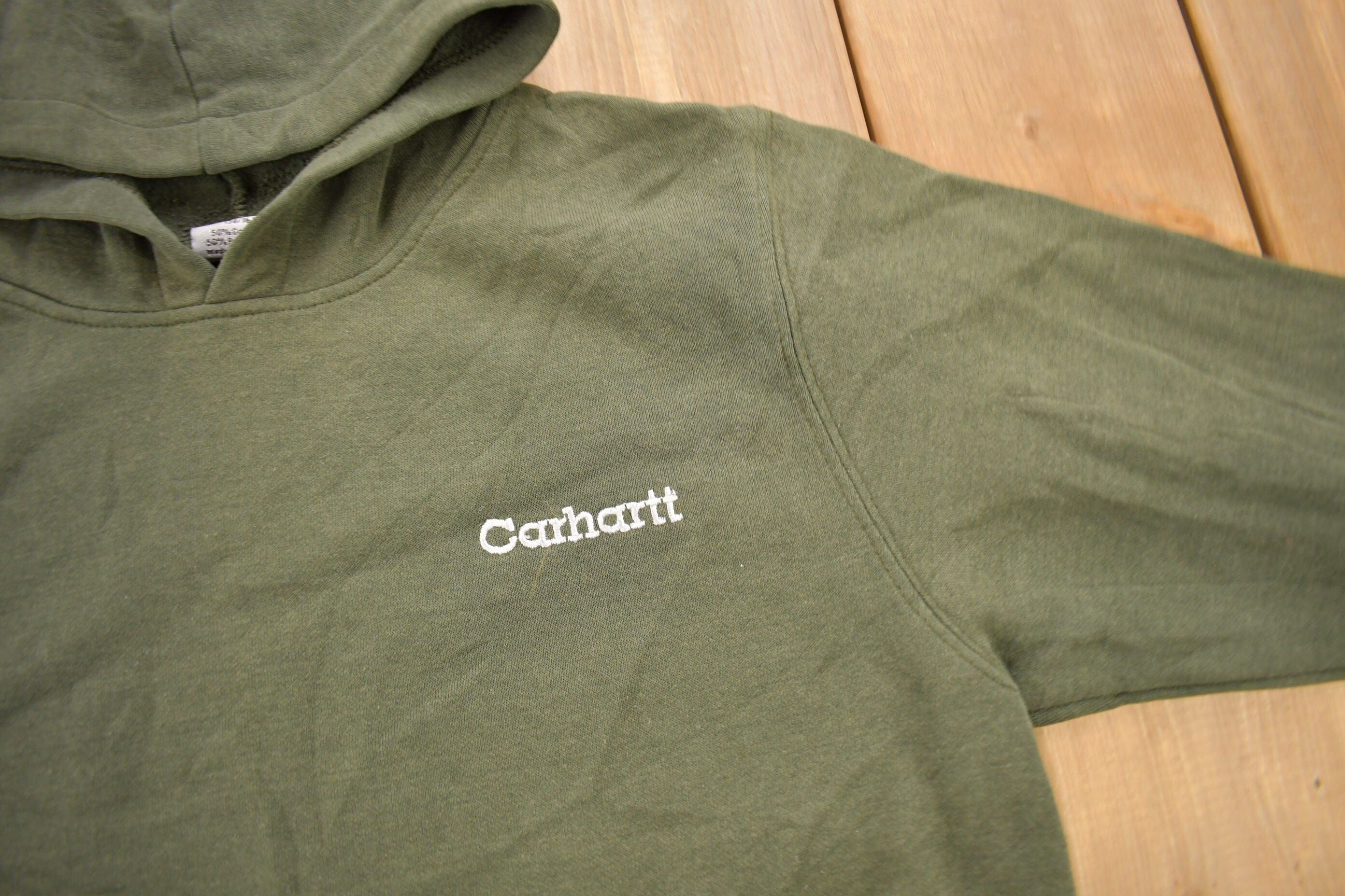 Vintage 1990s Carhartt Green Hoodie Men's XL - Image 3