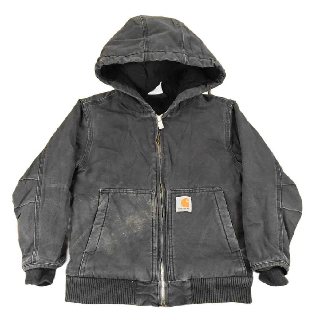 Vintage 1990s Carhartt Hooded Distressed Work Jacket Youth XS
