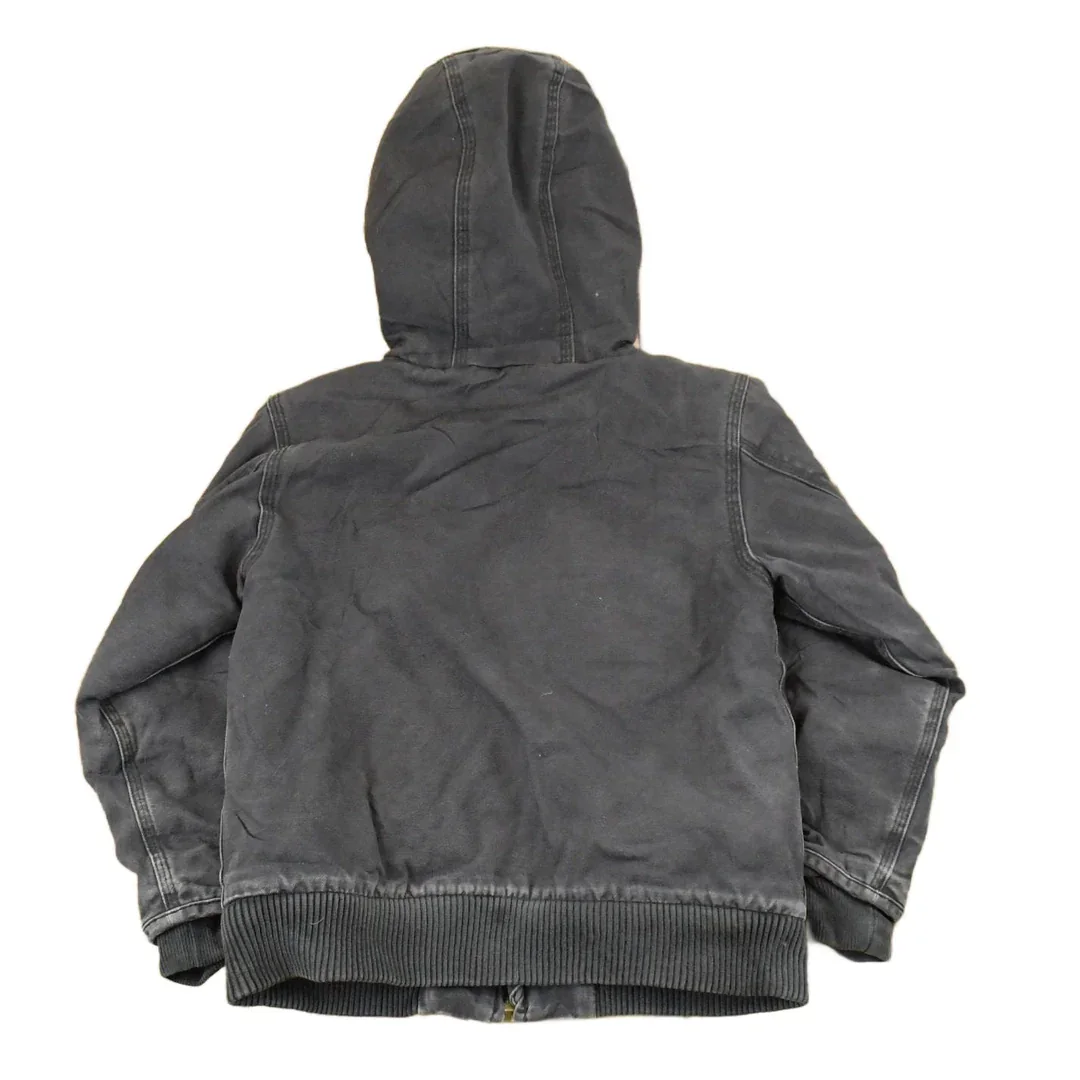 Vintage 1990s Carhartt Hooded Distressed Work Jacket Youth XS - Image 2