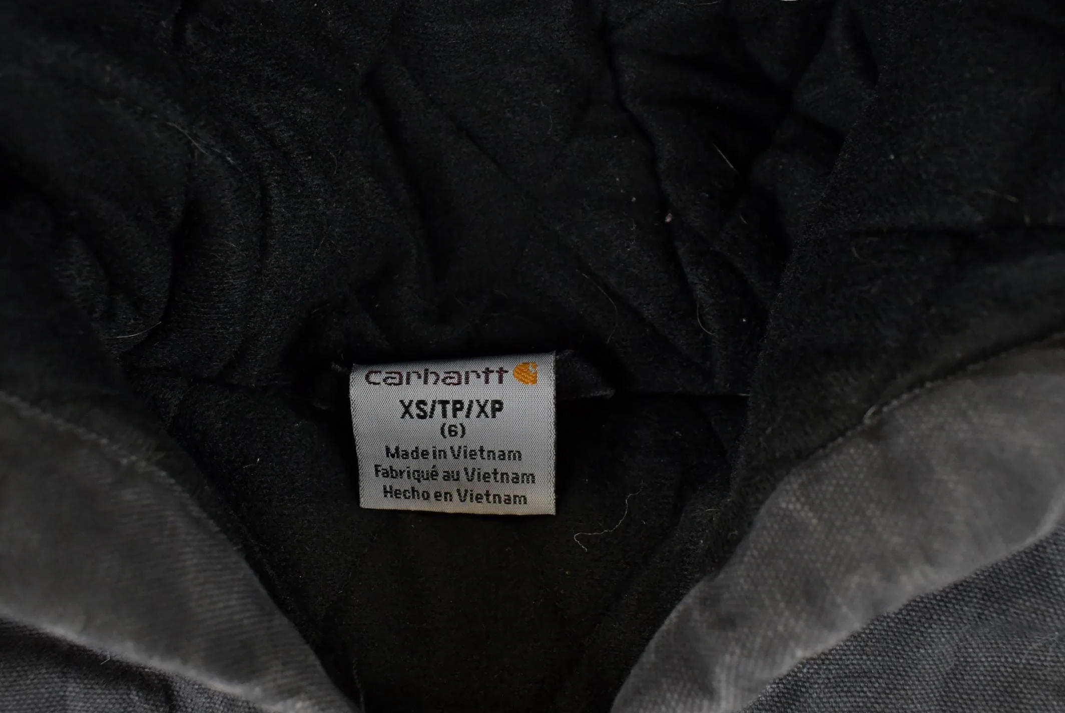 Vintage 1990s Carhartt Hooded Distressed Work Jacket Youth XS - Image 4