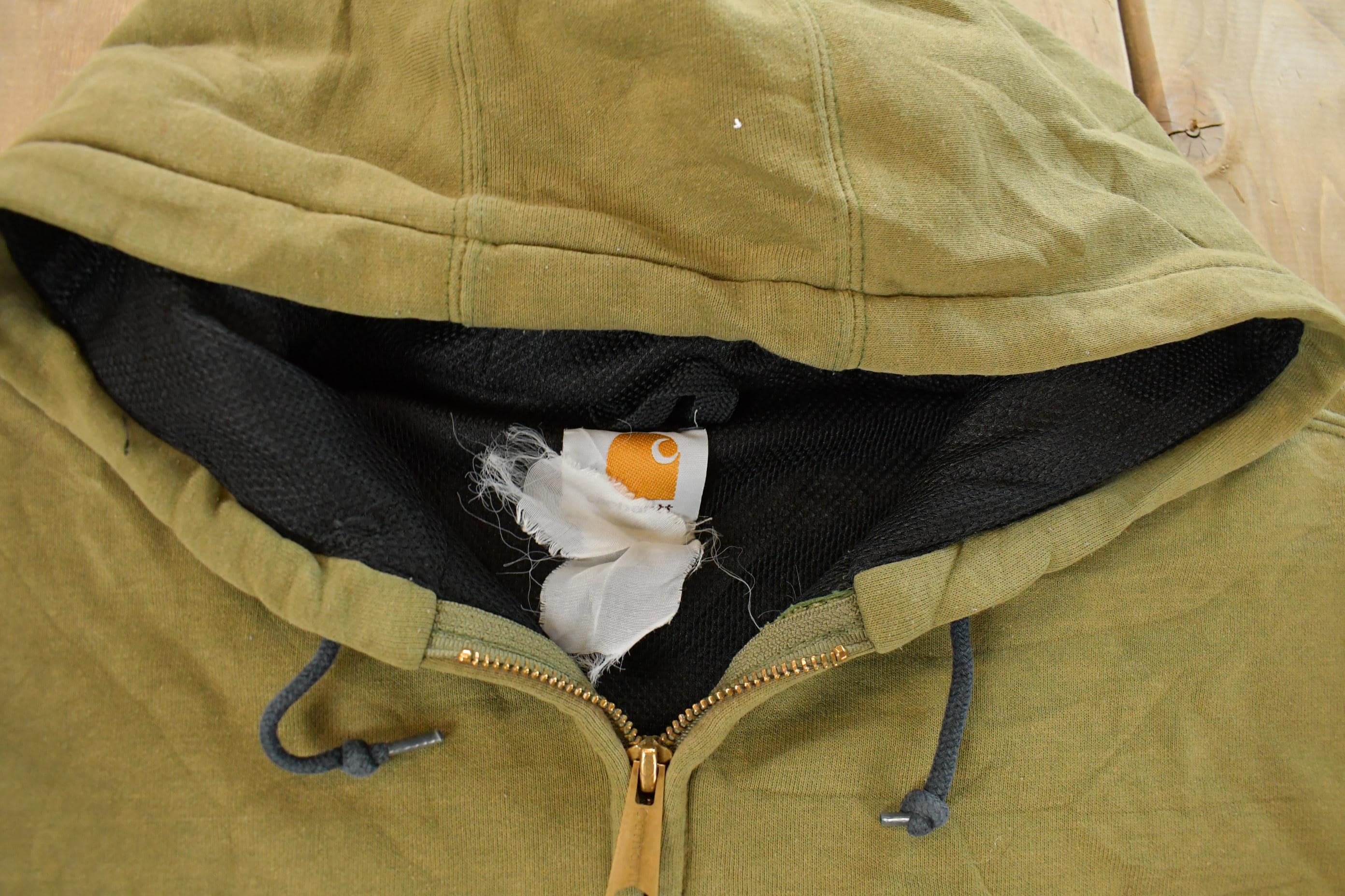 Vintage 1990s Carhartt Lined Full Zip Hoodie Sweatshirt Men's 2XL - Image 4
