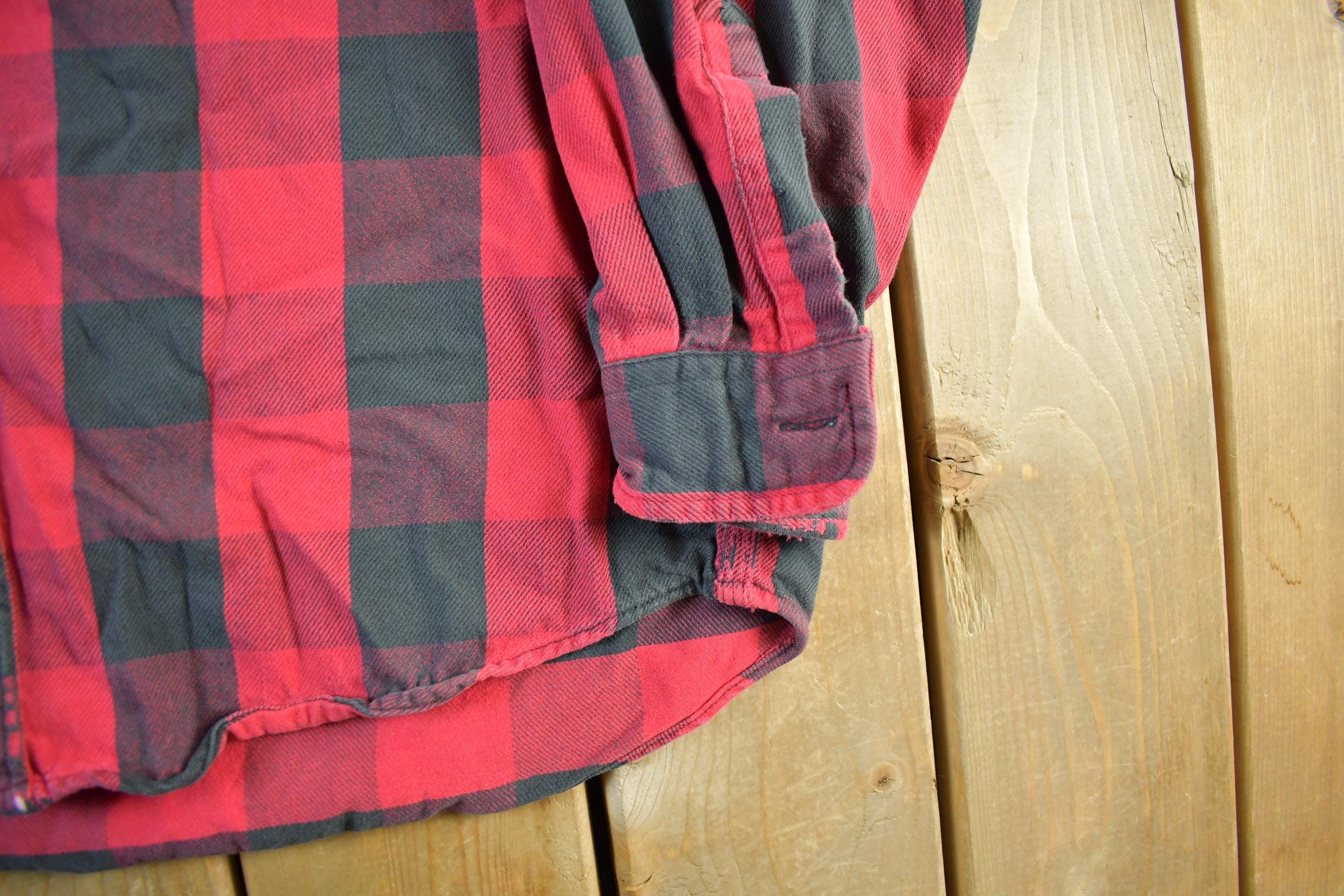 Vintage 1990s Carhartt Plaid Button Up Flannel Shirt Men's XL - Image 3
