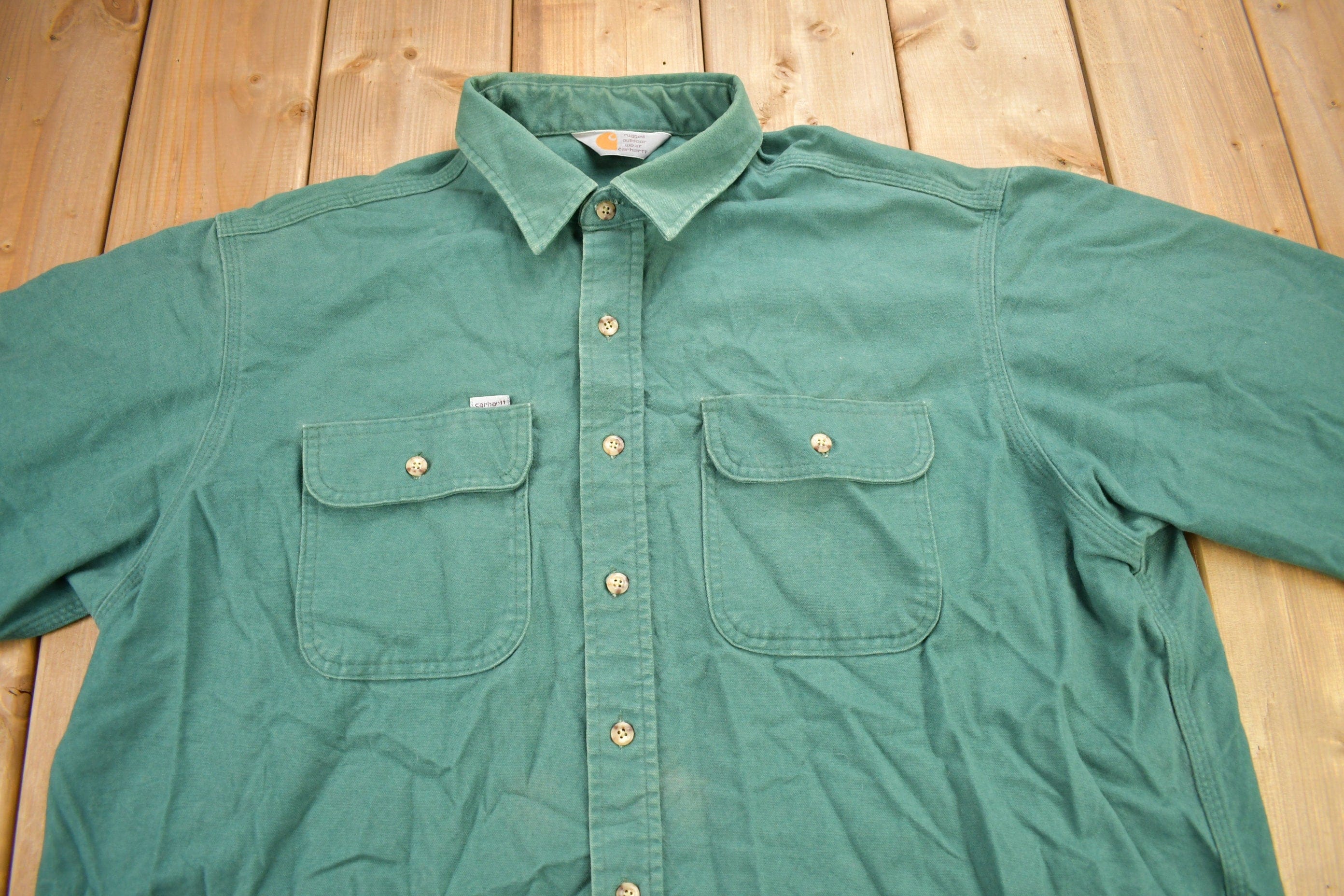 Vintage 1990s Carhartt Rugged Outdoor Wear Button Up Shirt Men's 2XL - Image 3