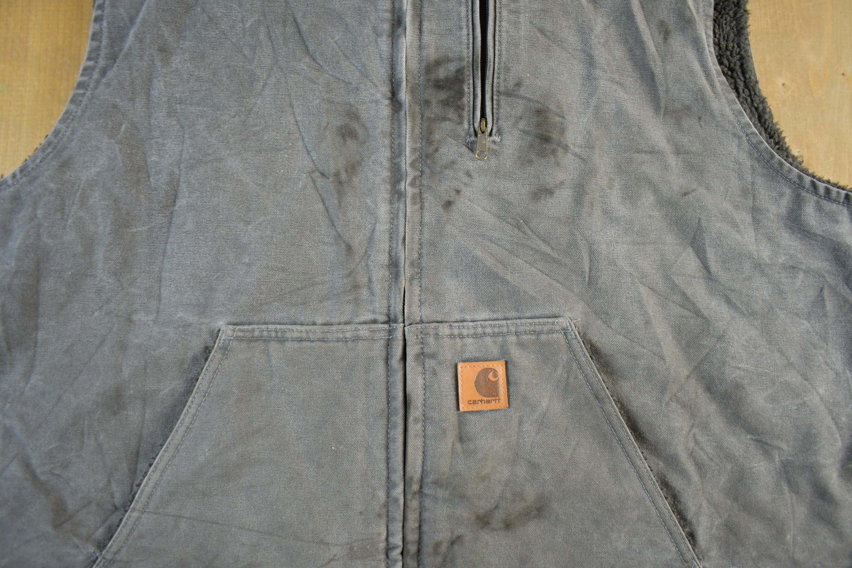Vintage 1990s Carhartt Sherpa Lined Jacket Vest Mens 3XL - Image 3