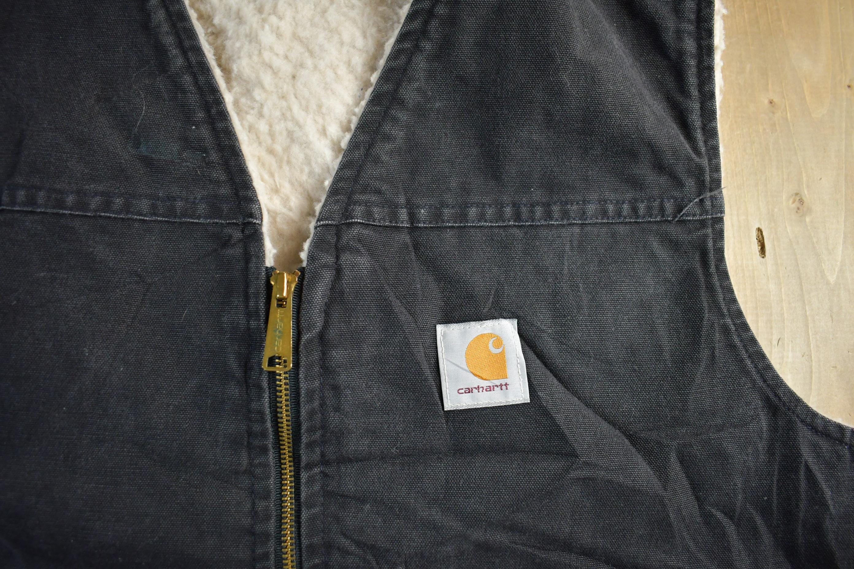 Vintage 1990s Carhartt Sherpa Lined Jacket Vest Mens XL - Image 3