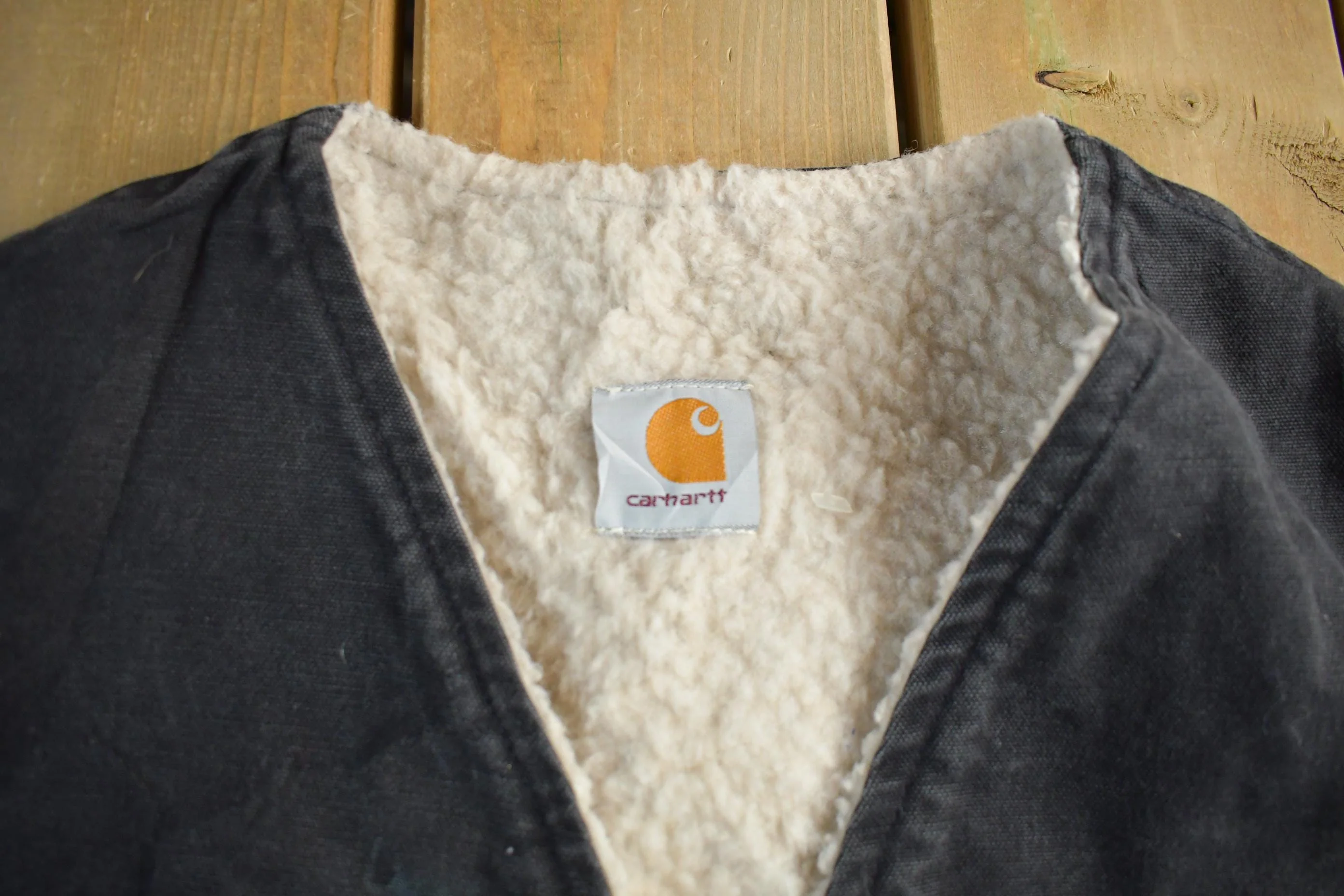 Vintage 1990s Carhartt Sherpa Lined Jacket Vest Mens XL - Image 4