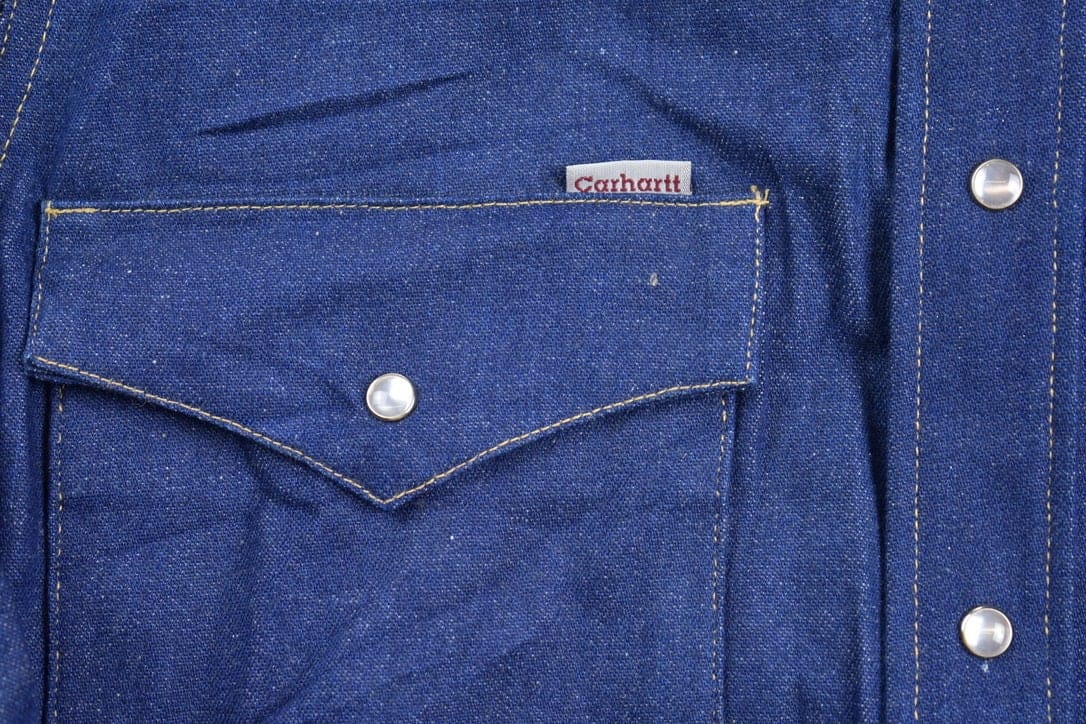 Vintage 1990s Carhartt Western Work Button Up Shirt Men's Large - Image 3