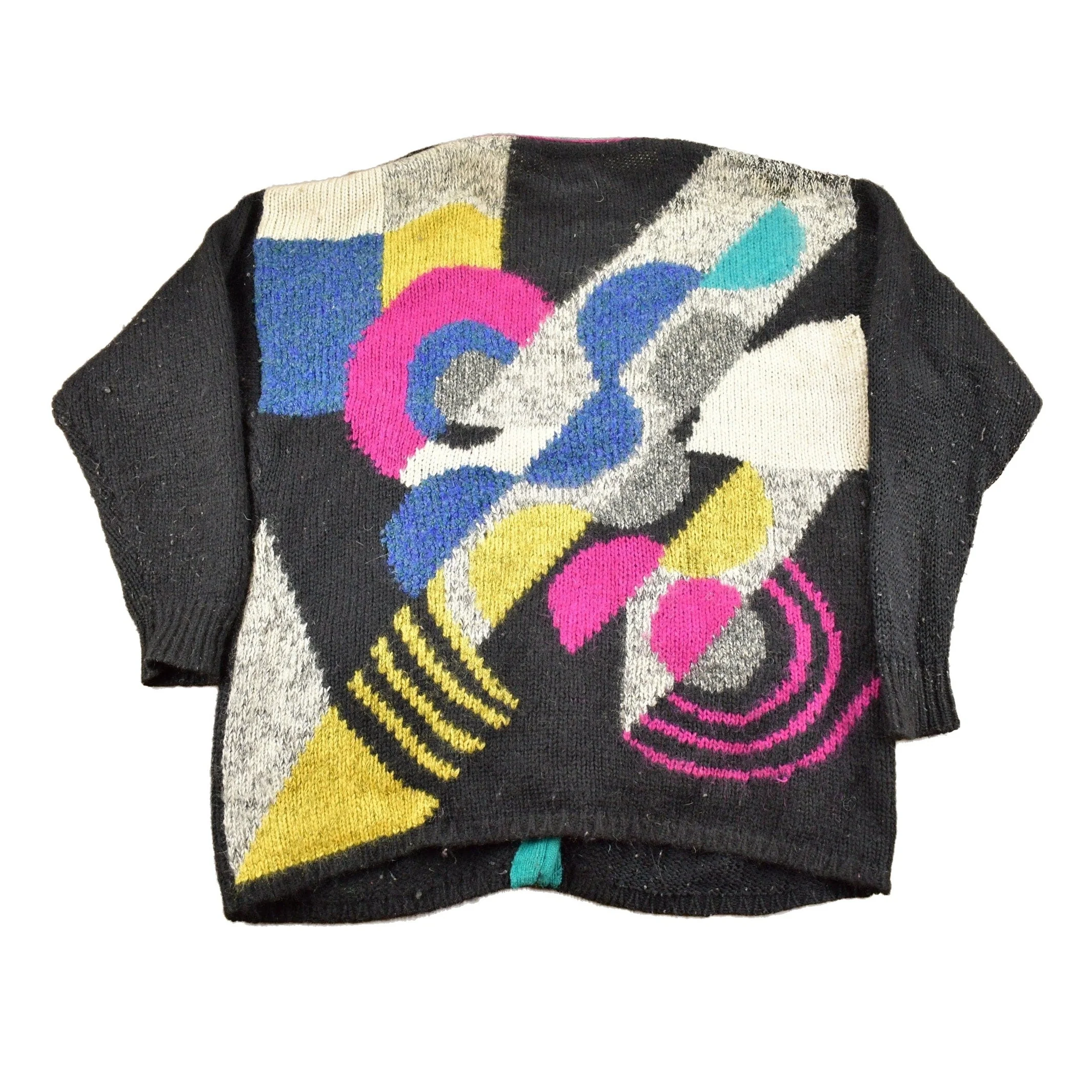 Vintage 1990s Cervelle Abstract Pattern Knit Cardigan Sweater Men's XL