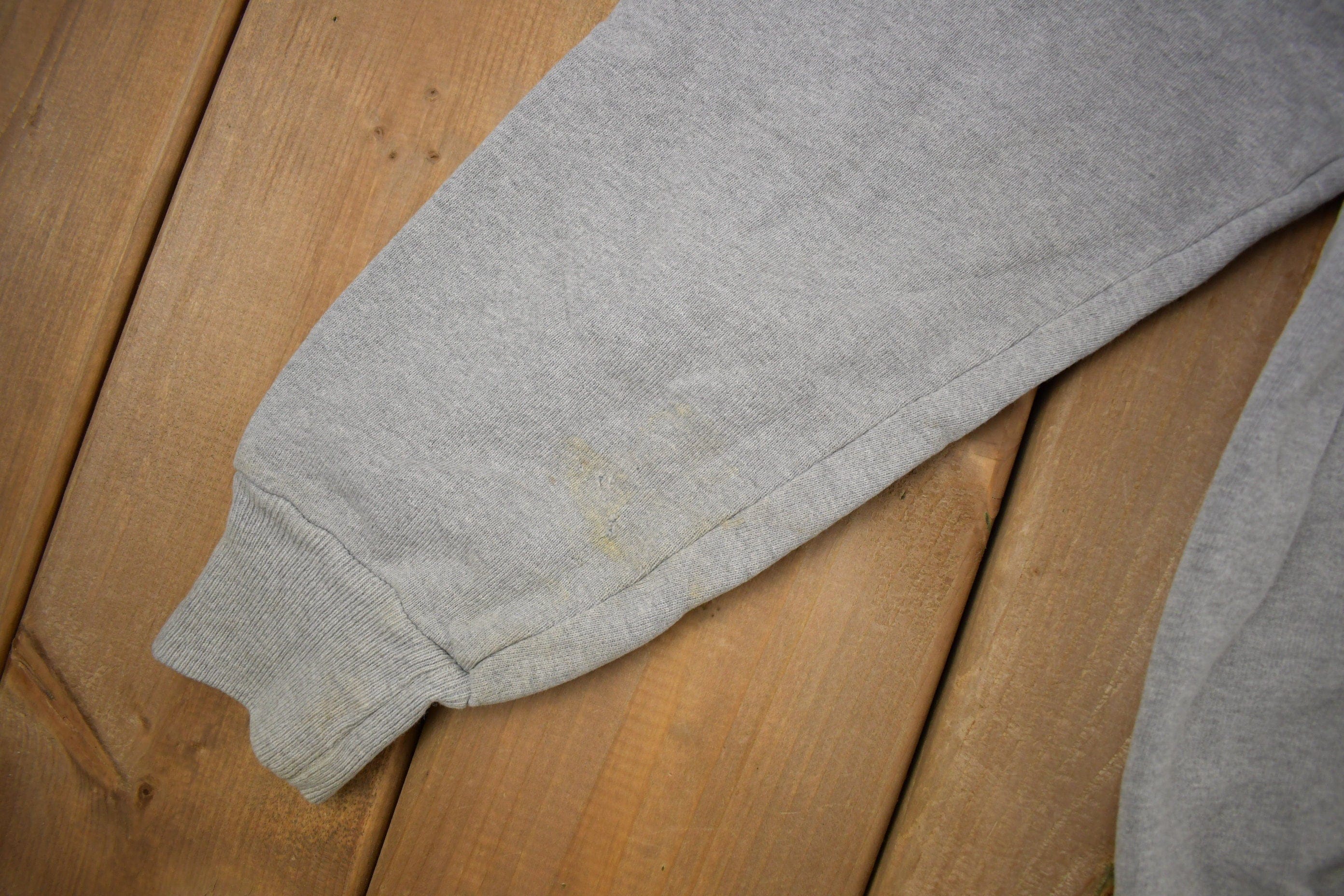 Vintage 1990s Champion Blank Grey Crewneck Sweatshirt Men's 2XL - Image 4