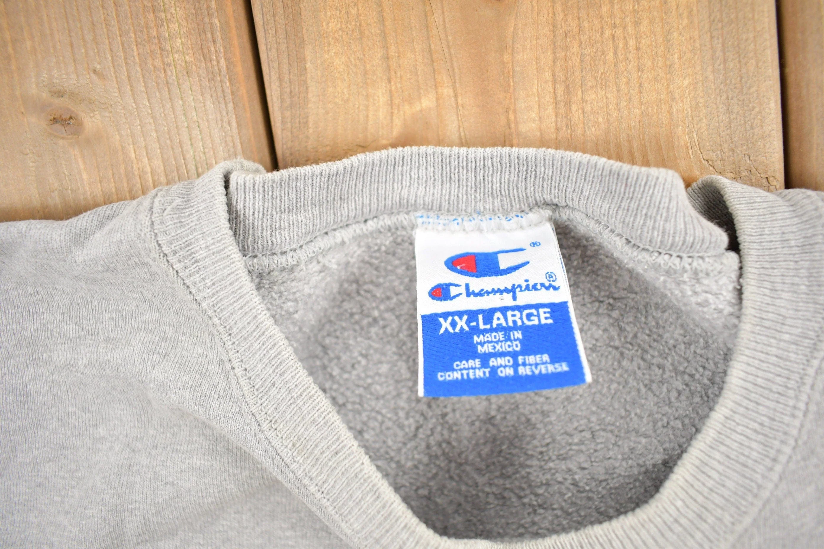 Vintage 1990s Champion Blank Grey Crewneck Sweatshirt Men's 2XL - Image 6