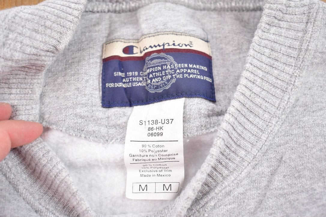 Vintage 1990s Champion Blank Grey Crewneck Sweatshirt Men's Large - Image 3