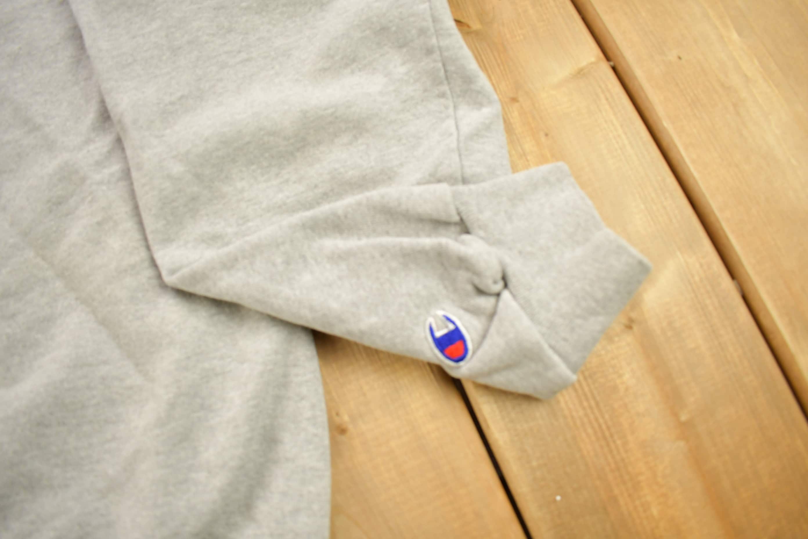 Vintage 1990s Champion Blank Grey Crewneck Sweatshirt Men's Medium - Image 3