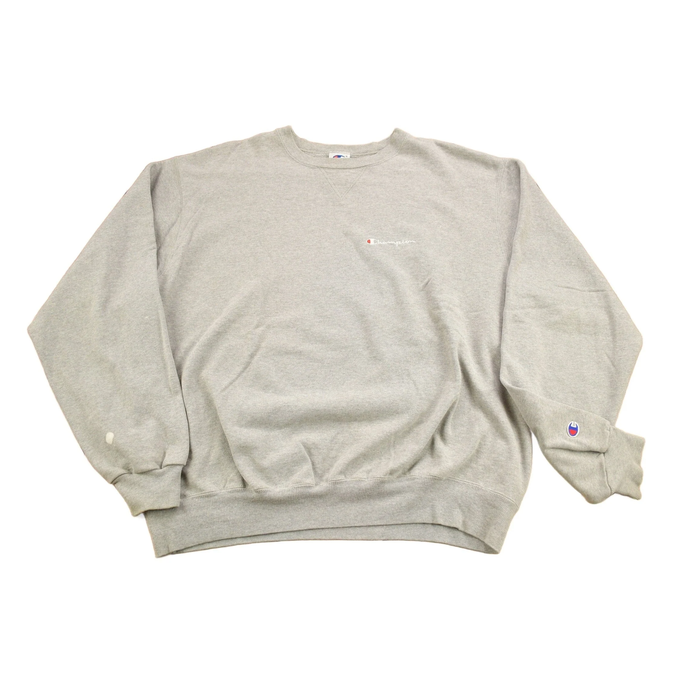 Vintage 1990s Champion Blank Grey Crewneck Sweatshirt Men's XL