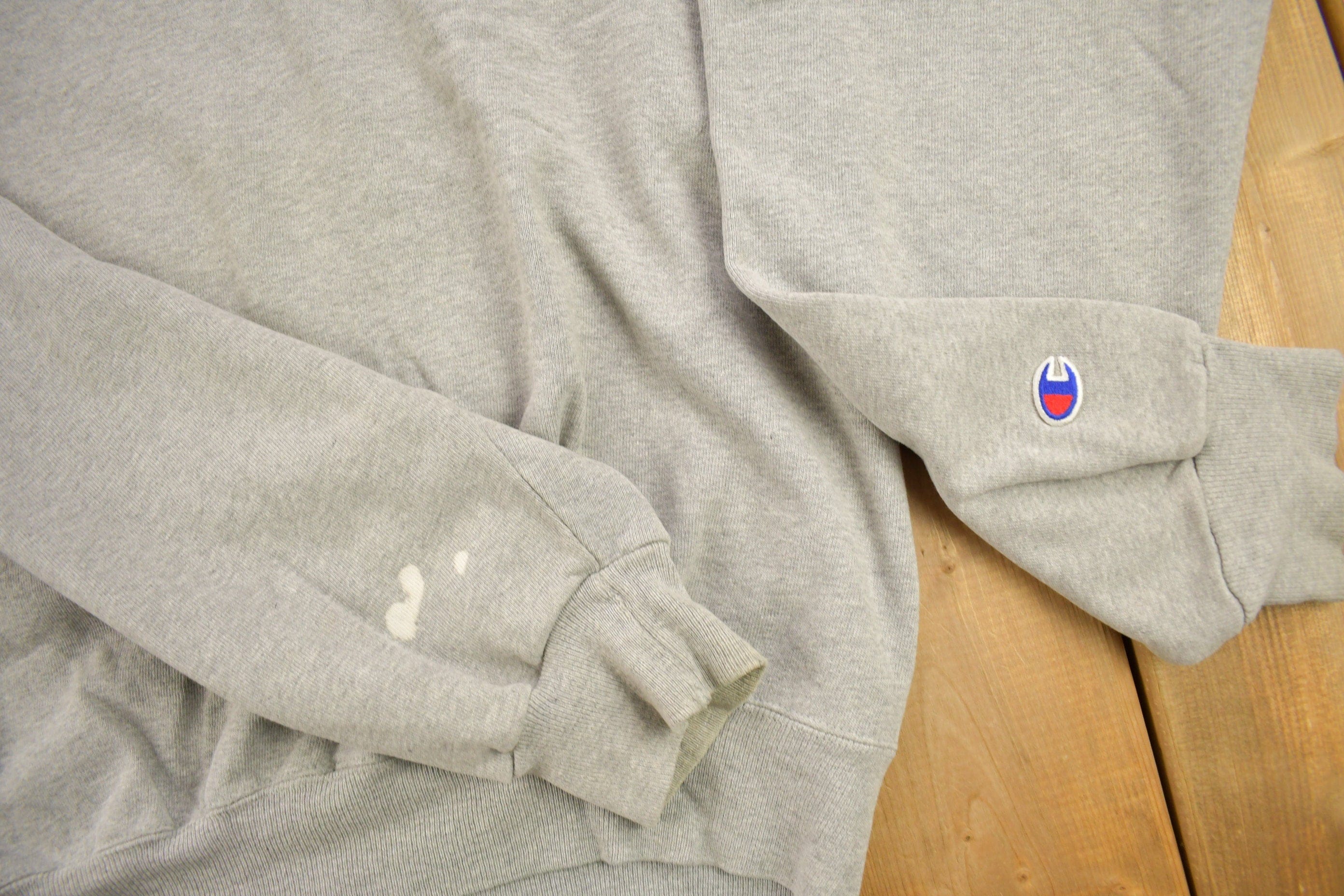 Vintage 1990s Champion Blank Grey Crewneck Sweatshirt Men's XL - Image 4
