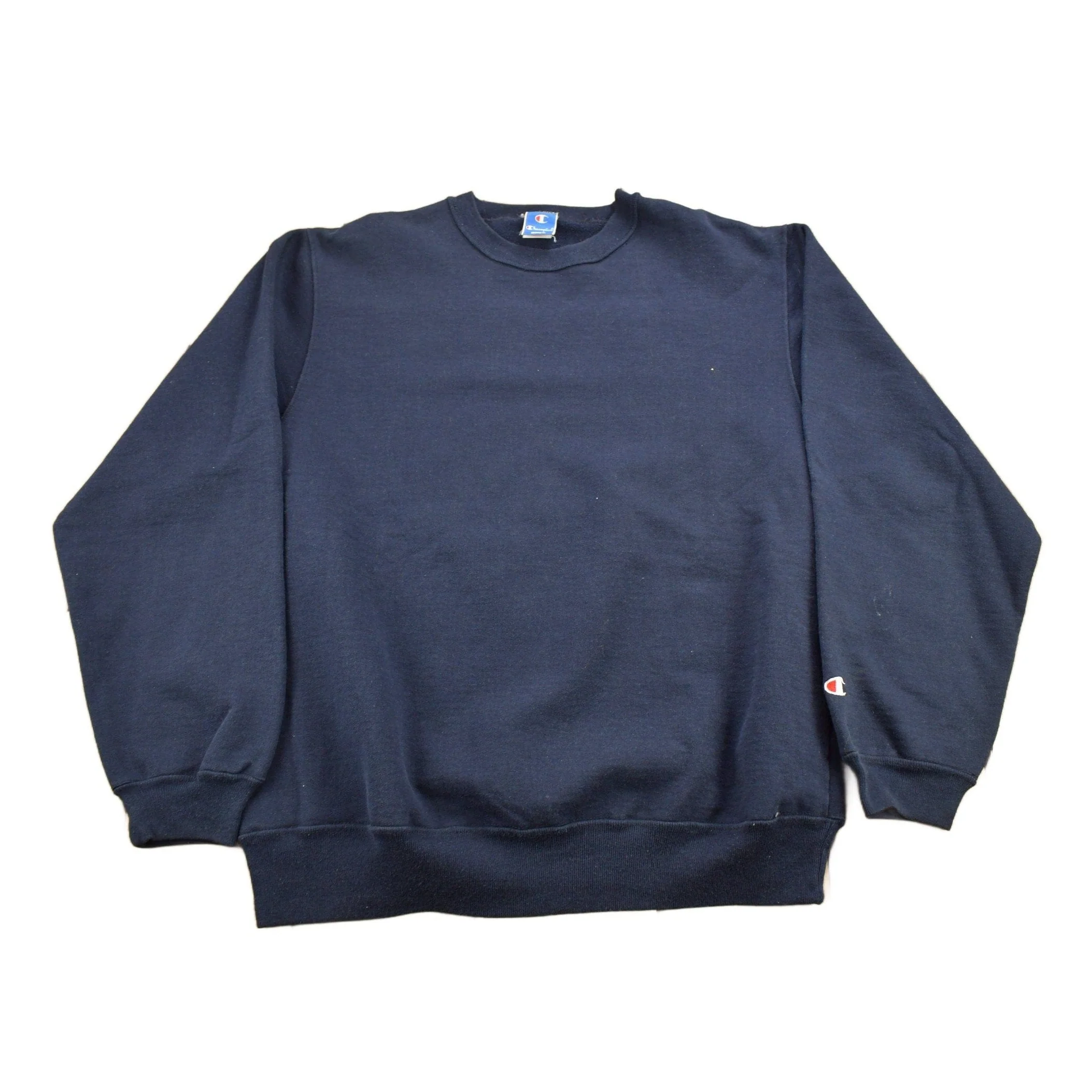 Vintage 1990s Champion Blank Navy Crewneck Sweatshirt Men's Large