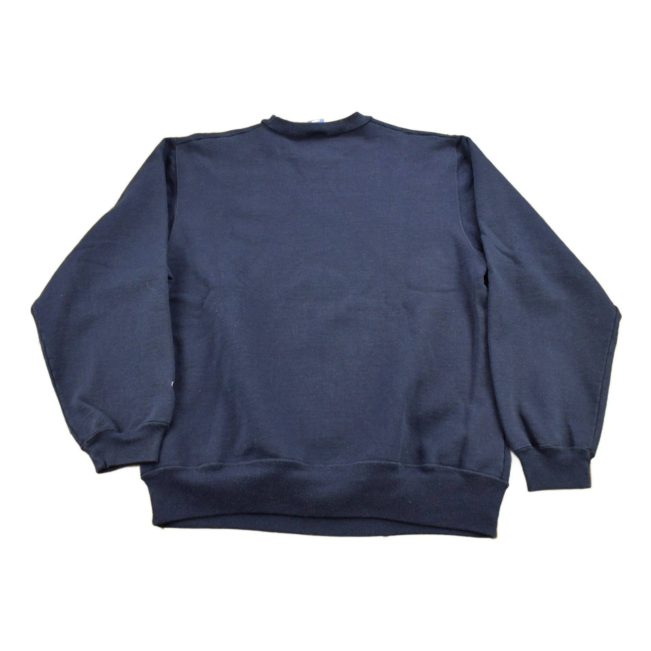 Vintage 1990s Champion Blank Navy Crewneck Sweatshirt Men's Large - Image 2