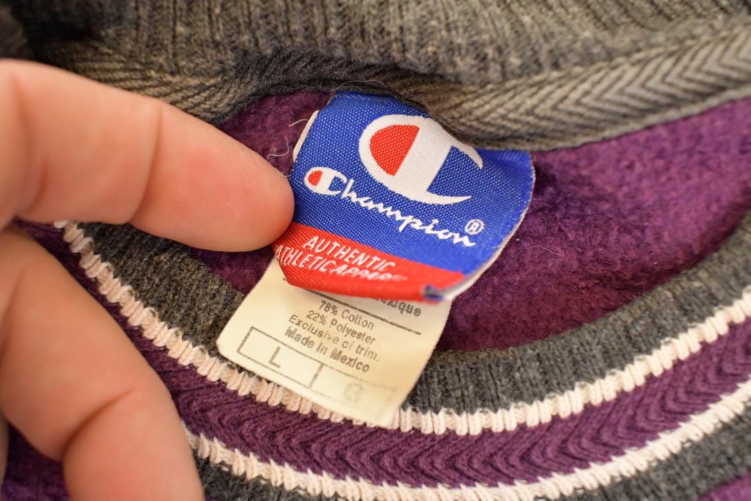 Vintage 1990s Champion Fleece Sweatshirt Men's L - Image 4