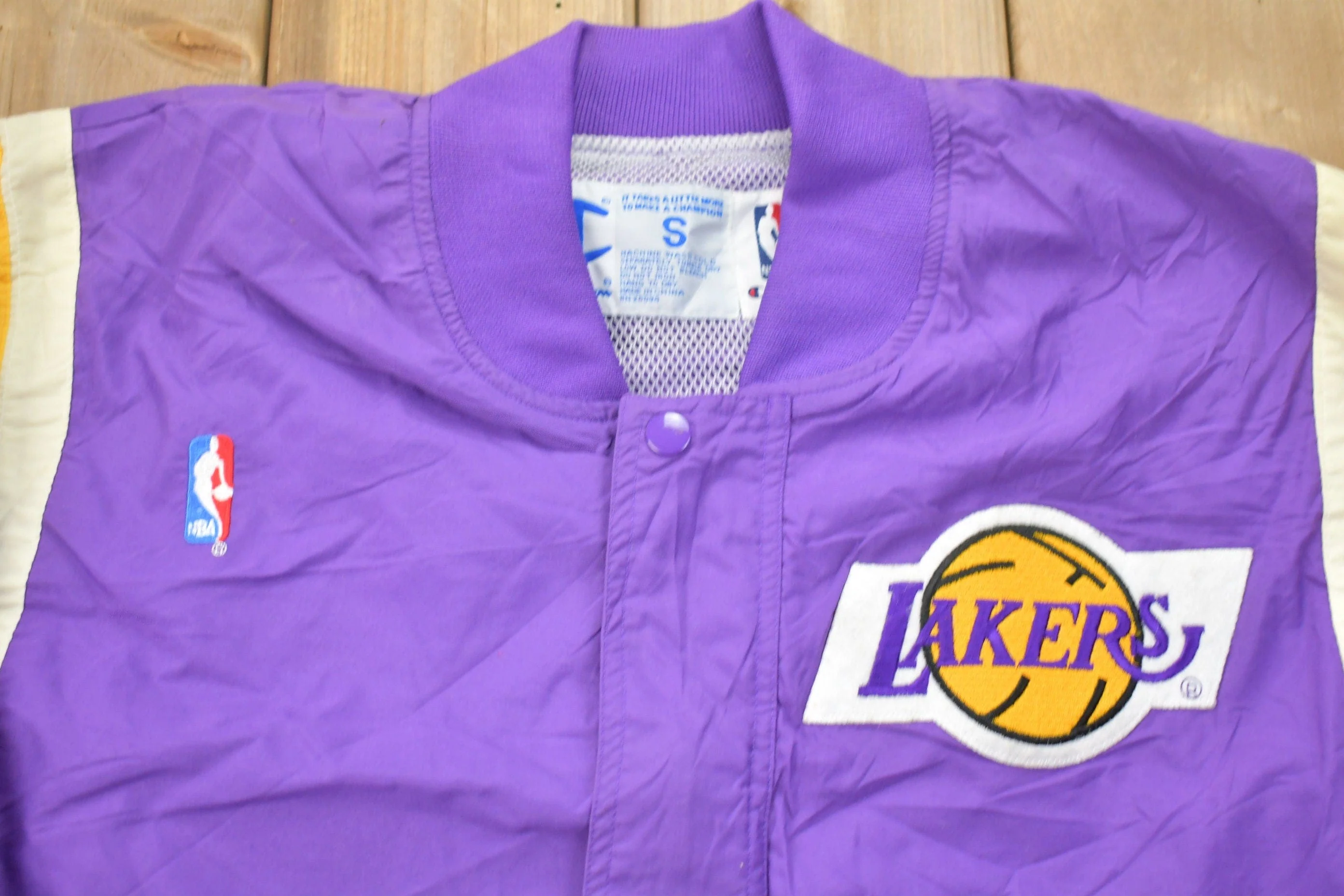 Vintage 1990s Champion Los Angeles Lakers NBA Bomber Jacket Men's S - Image 3