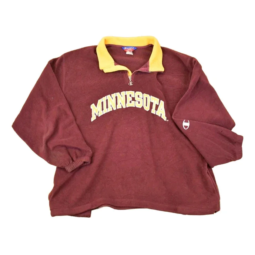 Vintage 1990s Champion Minnesota Quarter Zip Fleece Collegiate Sweater Men's XL
