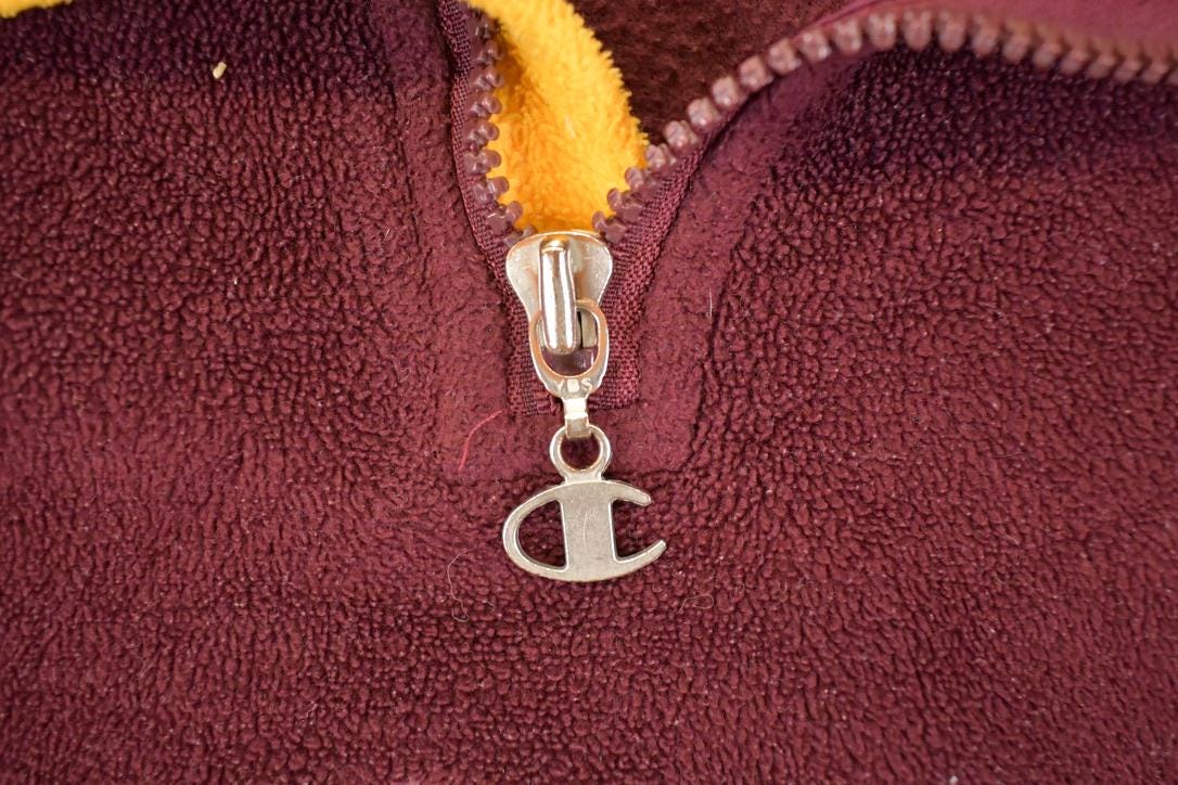 Vintage 1990s Champion Minnesota Quarter Zip Fleece Collegiate Sweater Men's XL - Image 5