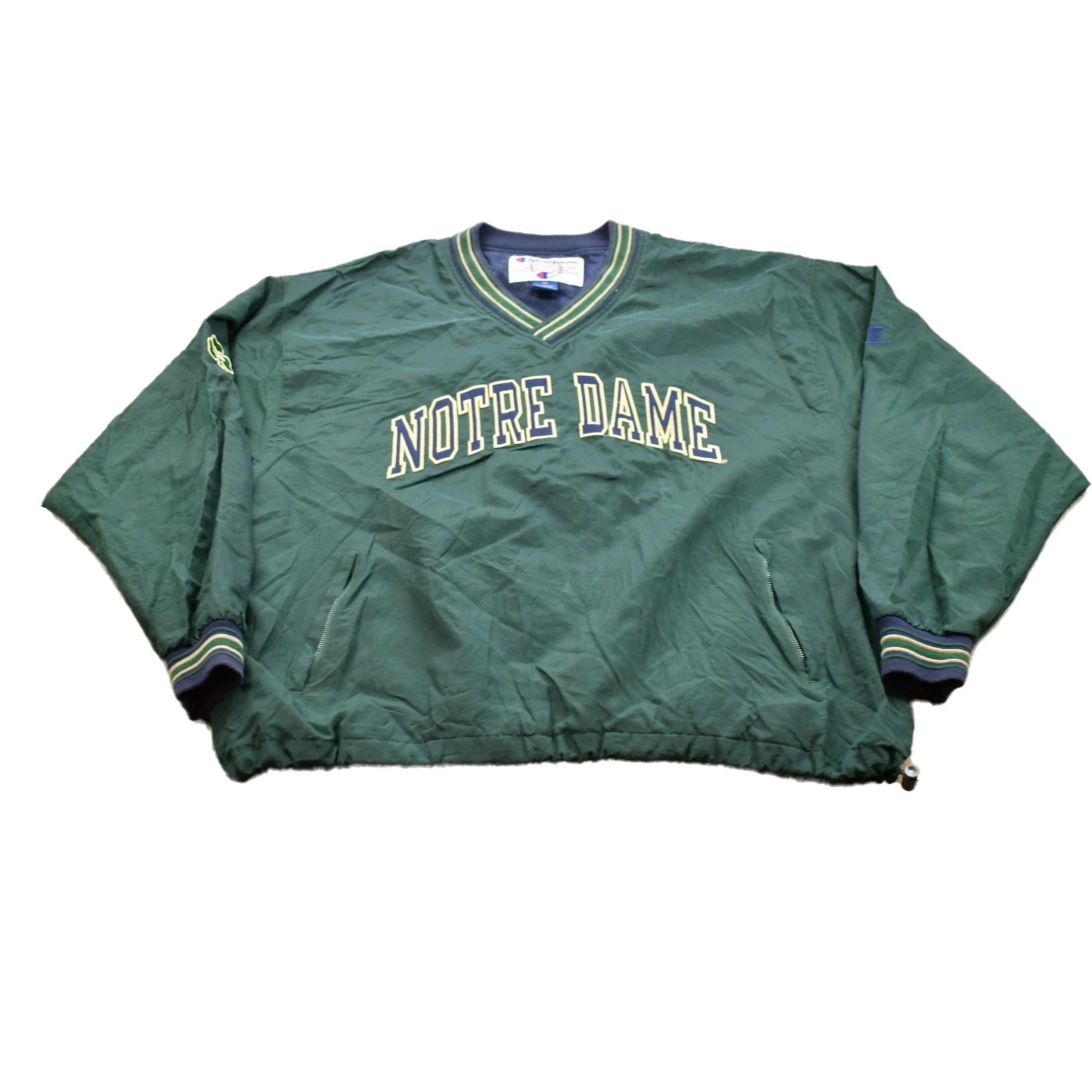 Vintage 1990s Champion Notre Dame Graphic Windbreaker Jacket Men's 2XL