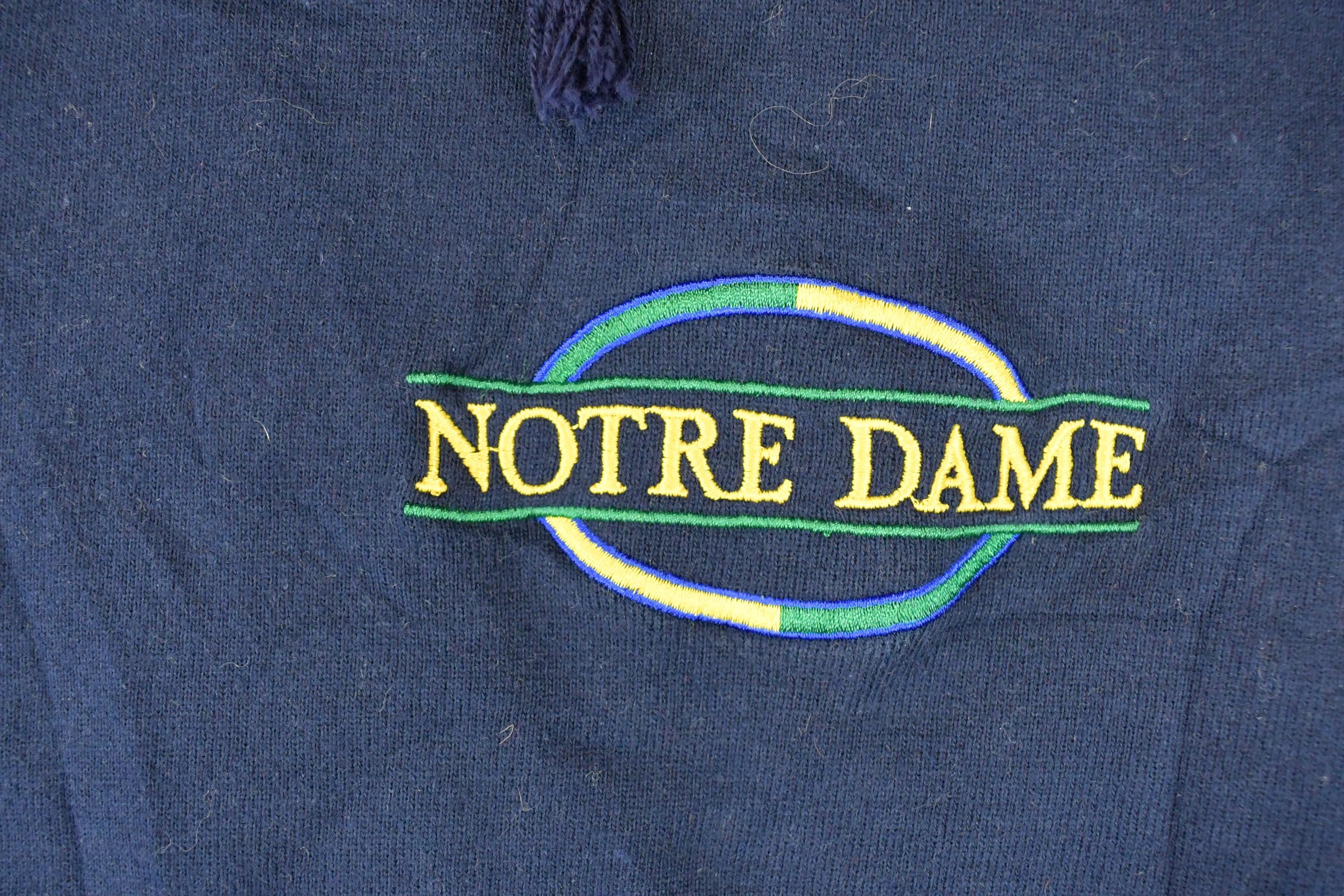Vintage 1990s Champion Notre Dame University Quarter Zip Hoodie Sweater Men's M - Image 3