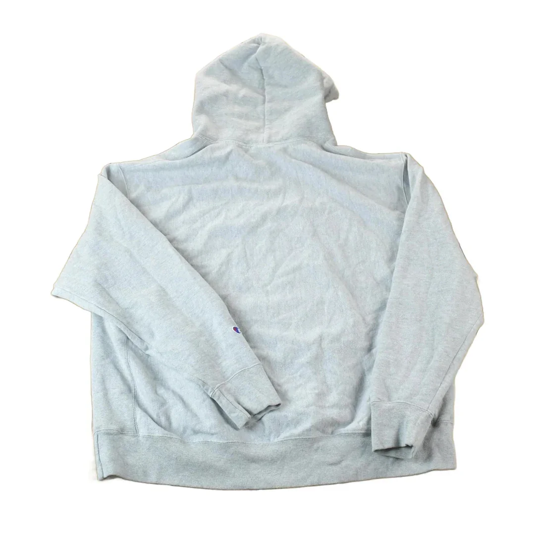 Vintage 1990s Champion Reverse Weave Heather Grey Hoodie Sweatshirt Men's 2XL - Image 2