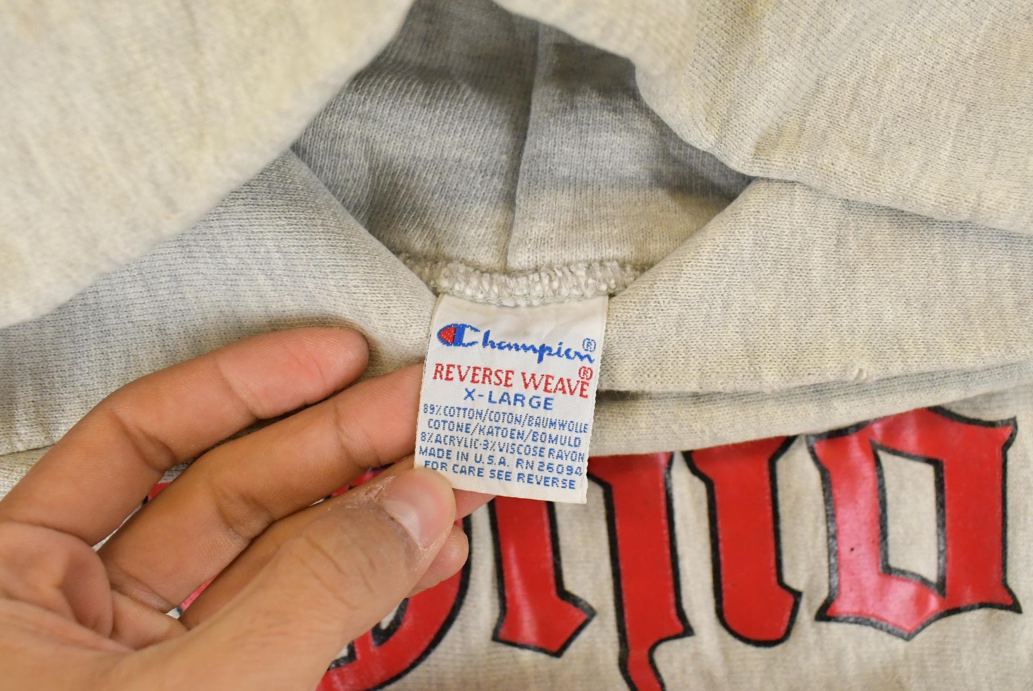 Vintage 1990s Champion Reverse Weave University of Ohio State Buckeyes Collegiate Hoodie Men's XL - Image 8