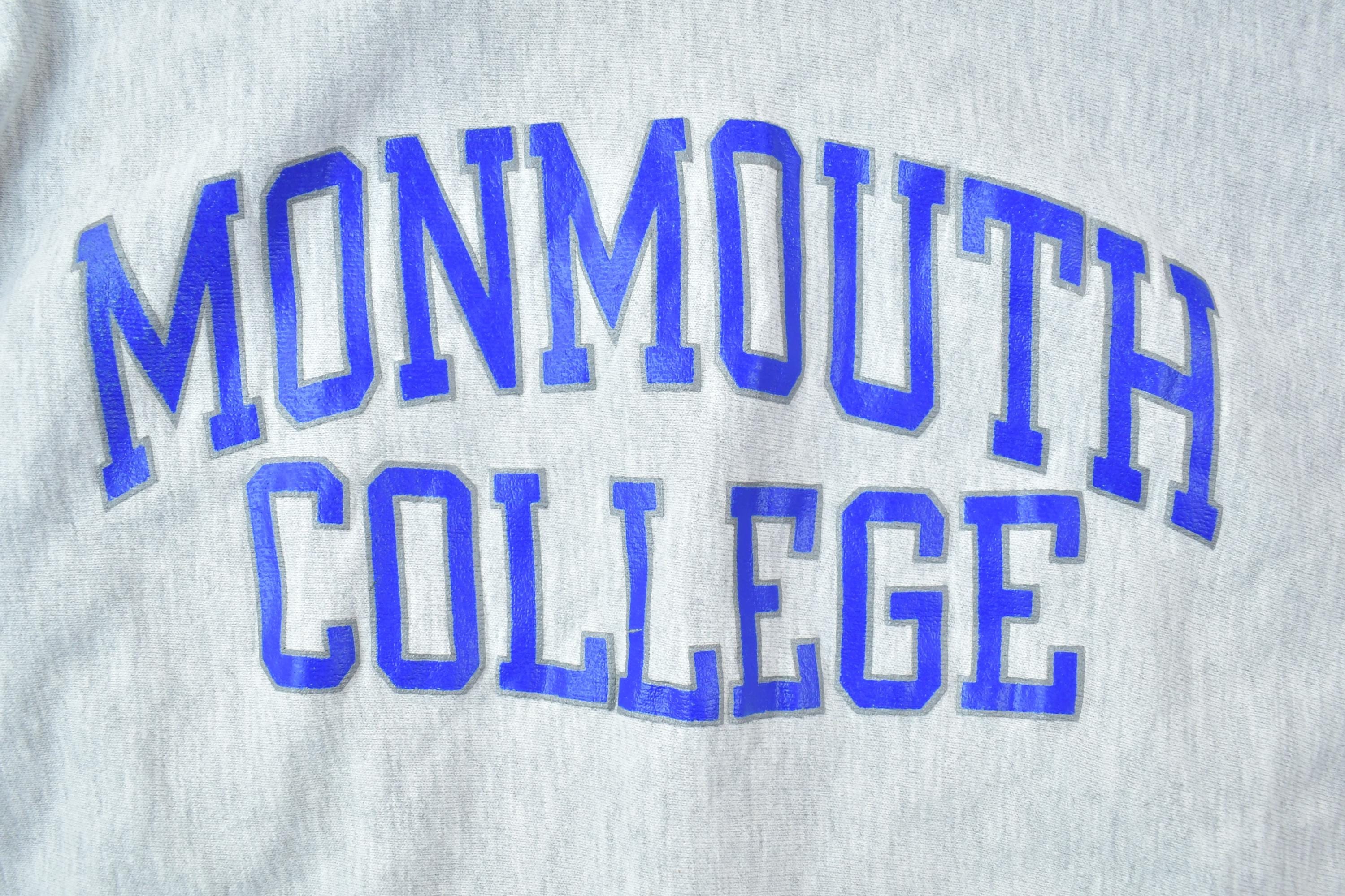 Vintage 1990s Champion Reverse Weave Warm Up Monmouth College Hoodie Sweatshirt Men's XL - Image 5