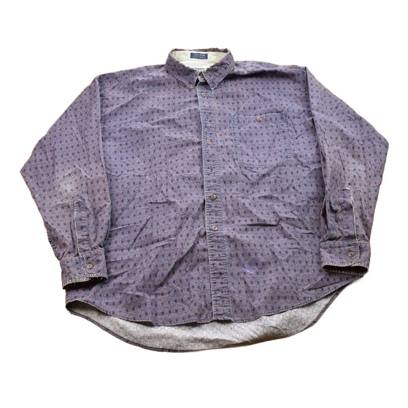 Vintage 1990s Chaps Ralph Lauren Patterned Button Up Shirt Men's 2XL