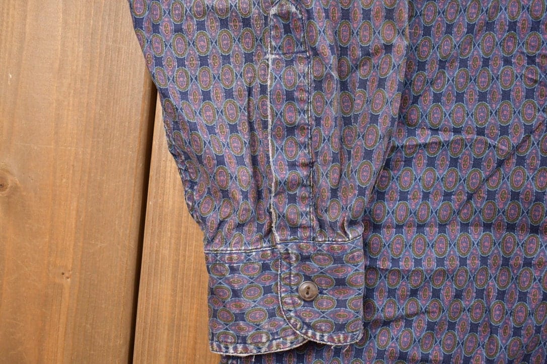 Vintage 1990s Chaps Ralph Lauren Patterned Button Up Shirt Men's 2XL - Image 7
