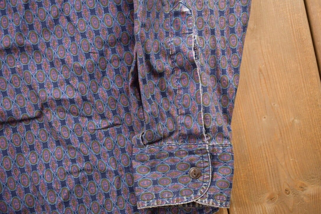 Vintage 1990s Chaps Ralph Lauren Patterned Button Up Shirt Men's 2XL - Image 8
