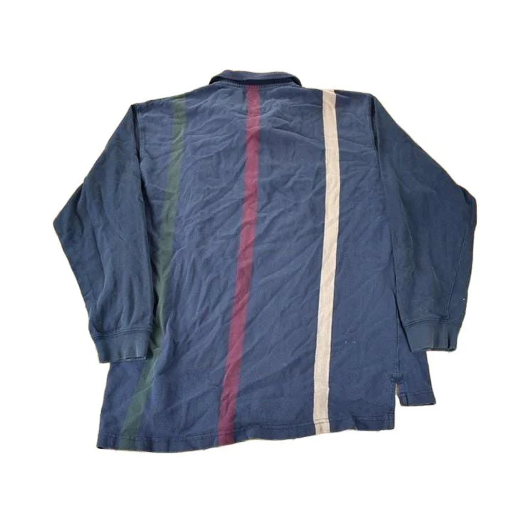 Vintage 1990s Chaps Ralph Lauren Striped Button Up Rugby Shirt Men's Large - Image 2
