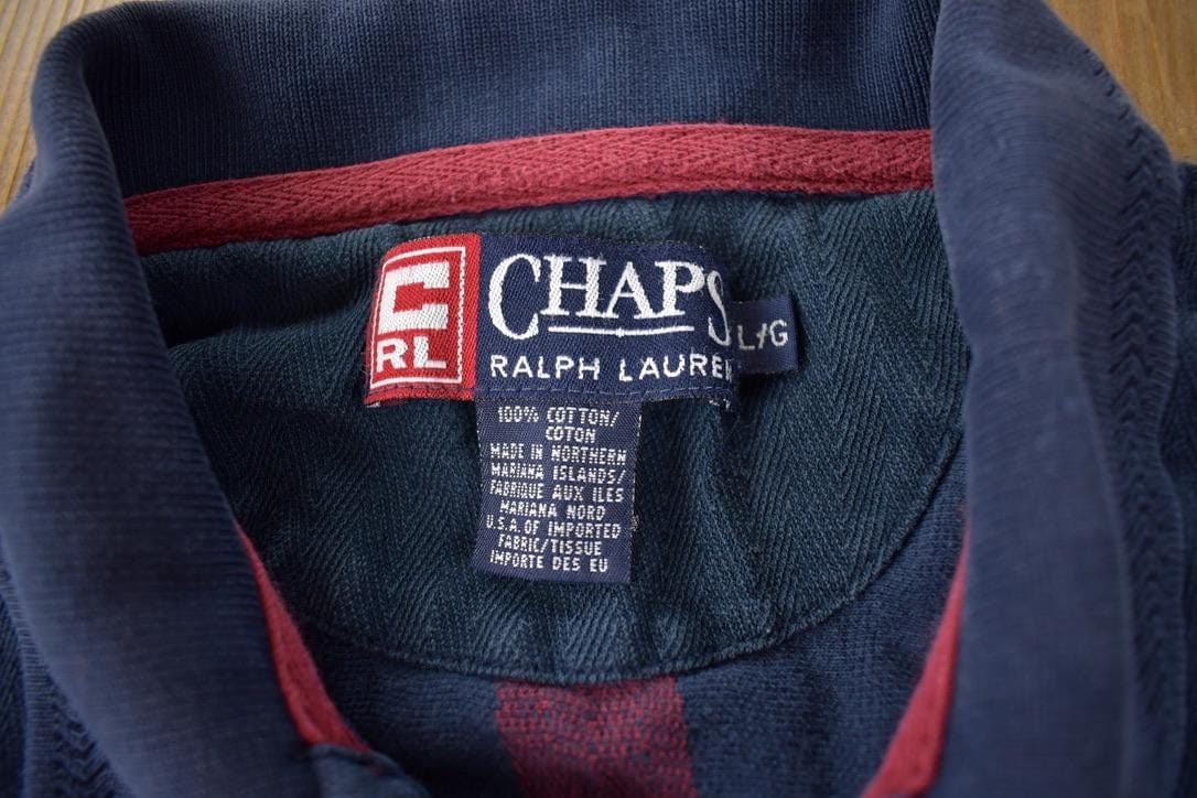 Vintage 1990s Chaps Ralph Lauren Striped Button Up Rugby Shirt Men's Large - Image 5