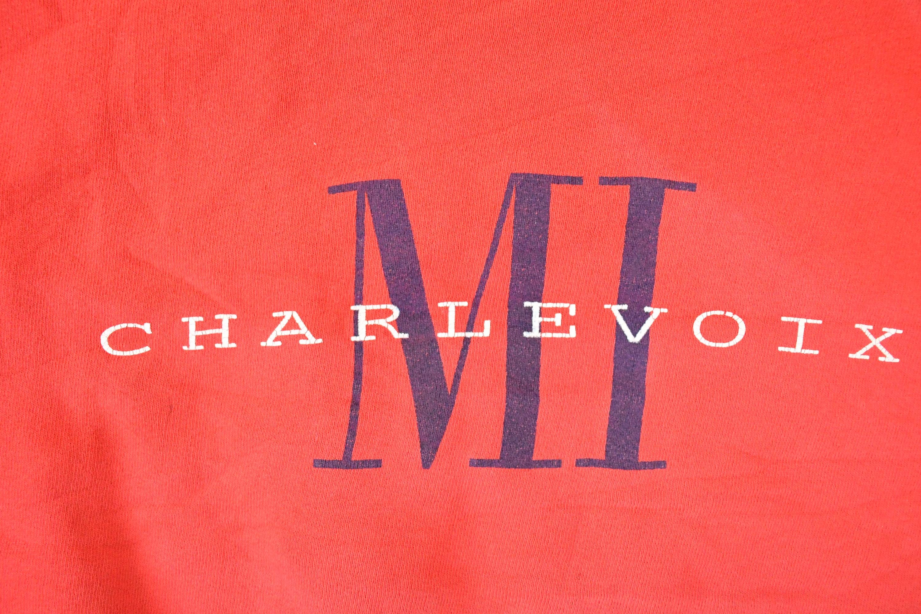 Vintage 1990s Charlevoix Graphic Print Crewneck Sweatshirt Mens L - Image 3