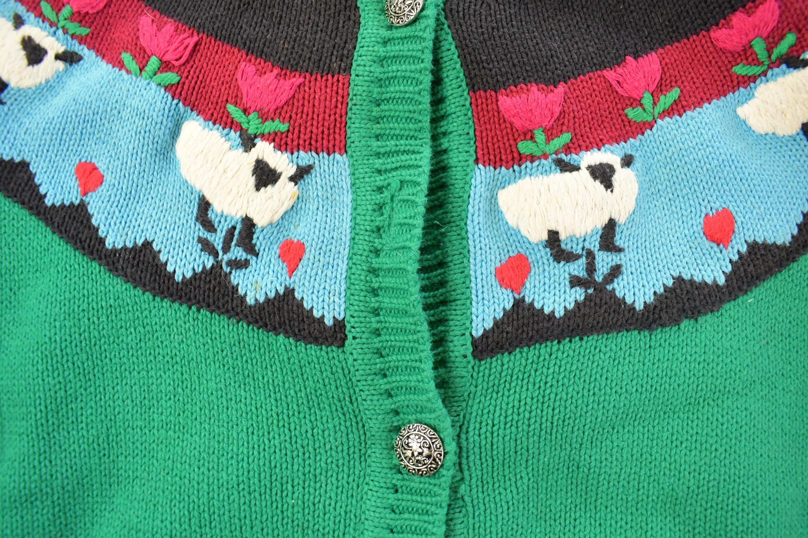 Vintage 1990s Charter Club Farm Knit Cardigan Sweater Women's XL - Image 3