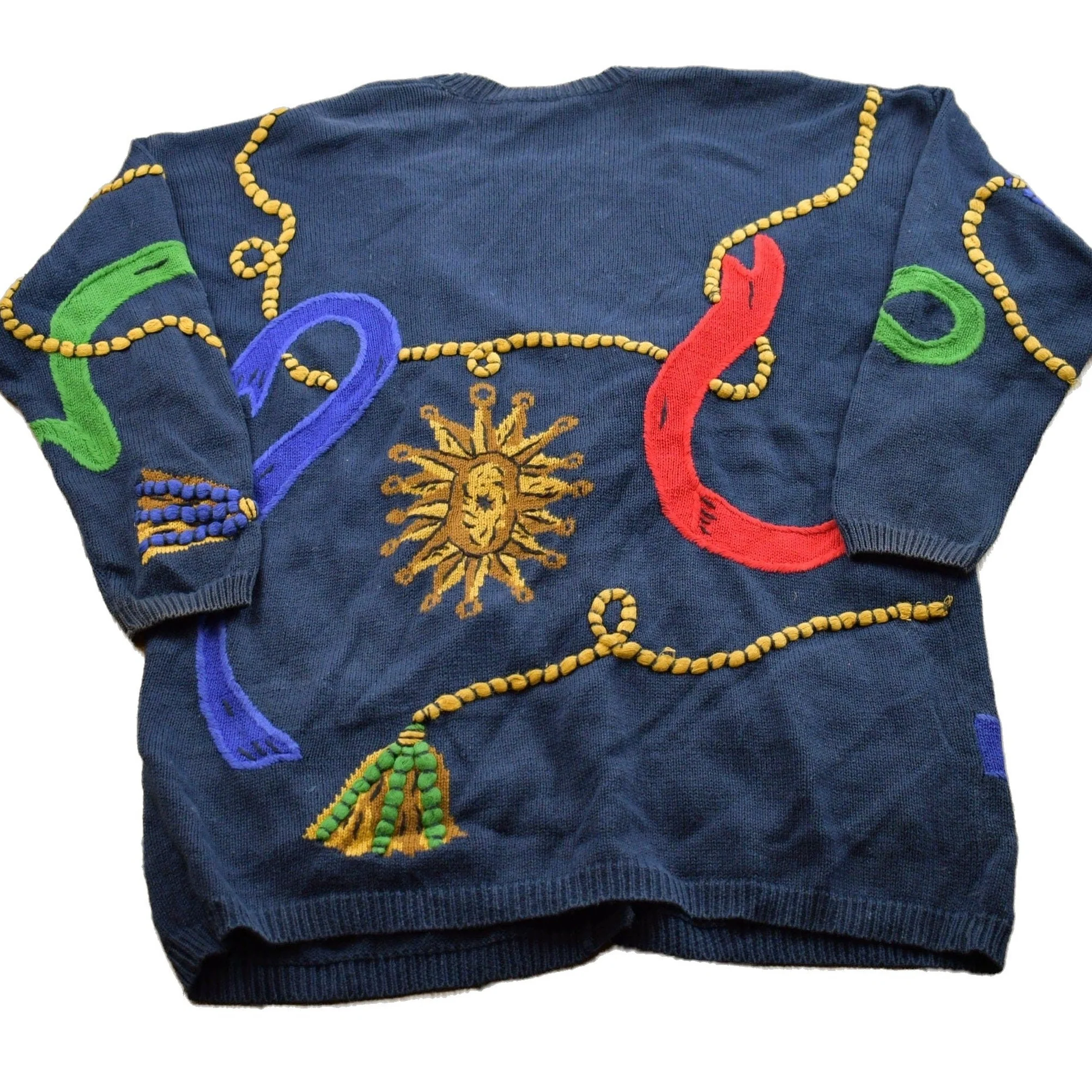 Vintage 1990s Chaus Abstract Knitted Cardigan Sweater Men's XL - Image 2