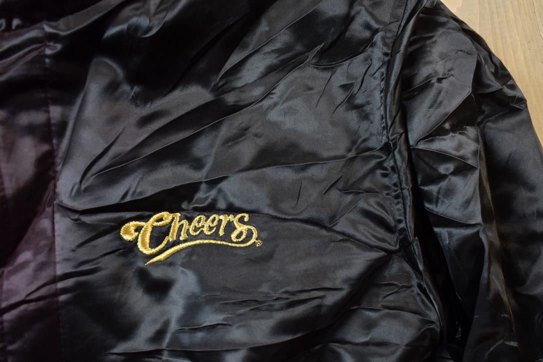 Vintage 1990s Cheers Boston Embroidered Satin Bomber Jacket Men's Large - Image 7