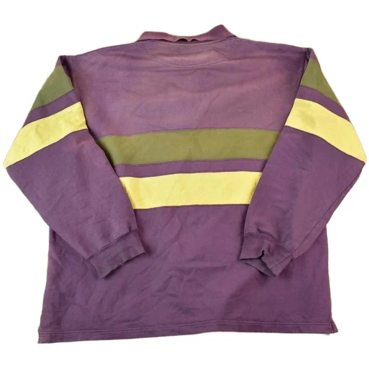 Vintage 1990s Cherokee Quarter Zip Striped Minnesota Crewneck Sweatshirt Men's Medium - Image 2