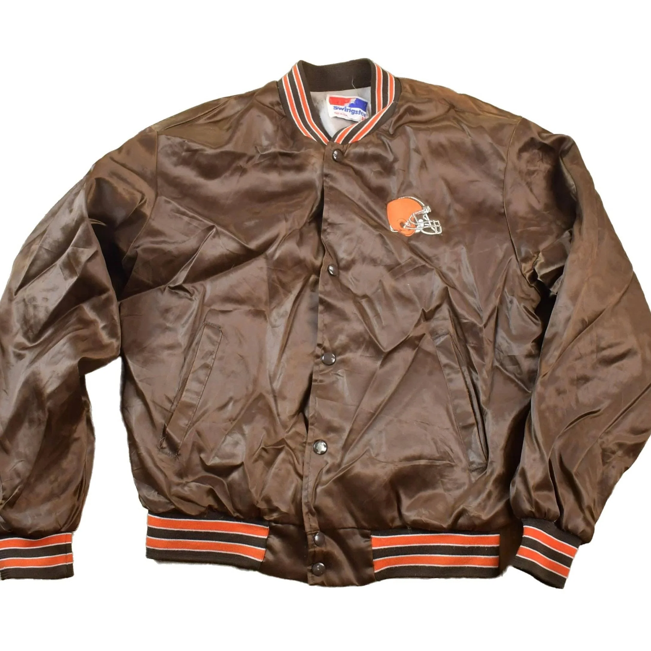 Vintage 1990s Chicago Bears Satin Button Up NFL Football Swingster Jacket Men's M
